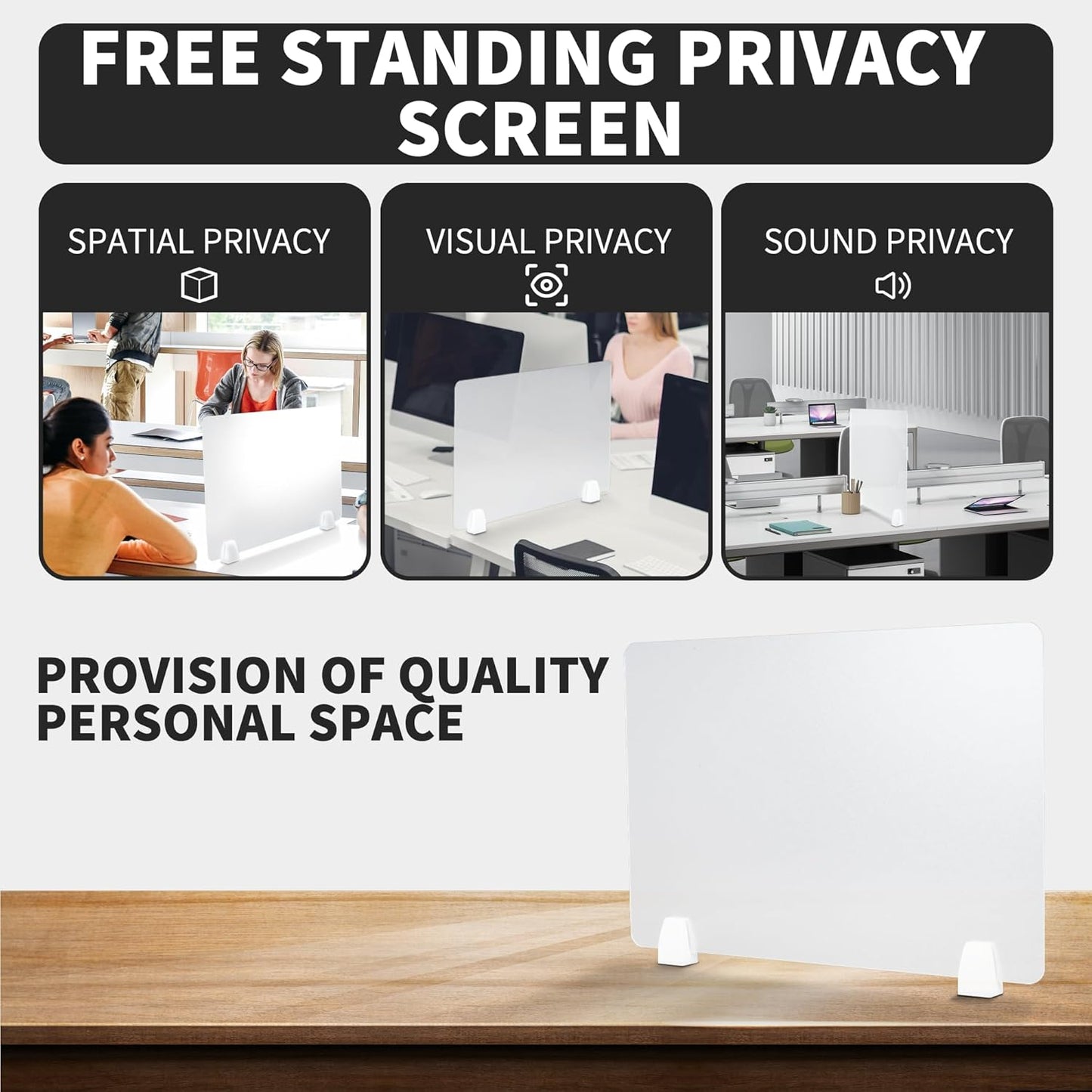 Nisorpa 4PCS Desk Dividers Privacy Desk Panel,Frosted Acrylic Partitions with Clips,Classroom Privacy Shield for Student Desks Protective Noise and Visual Guard for Office,School - 23.6 "L X 15.8 "W