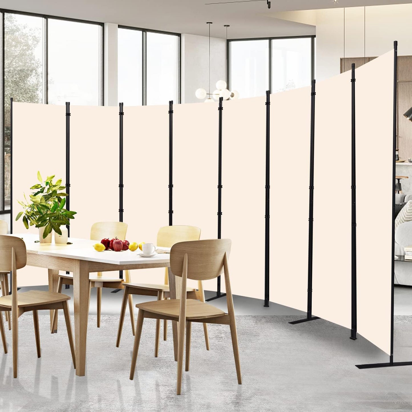 Room Divider and Folding Privacy Screens， Large 8 Panel Room Divider Wall Screen for Room Separtition, Partition Room Dividers Panel, Portable Fabric Wall Divider Room Separator for Office, School