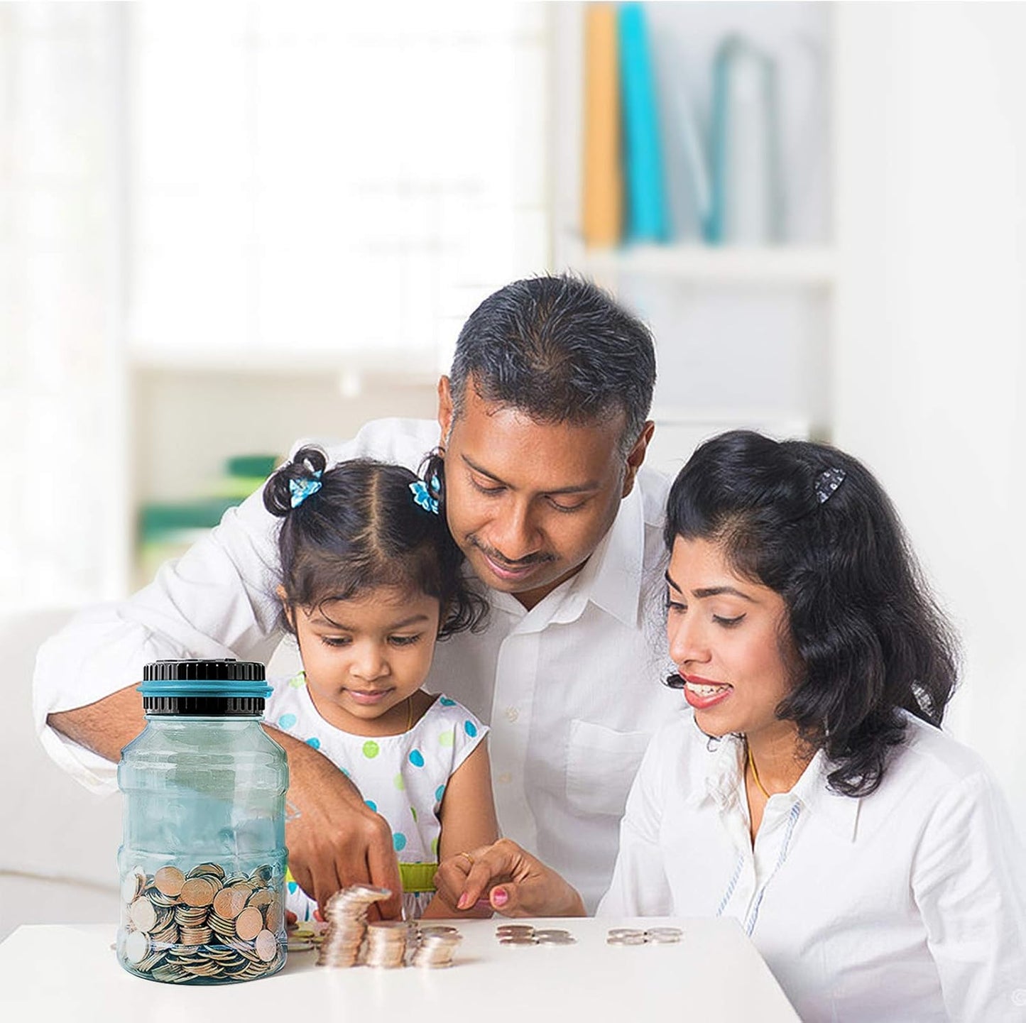 Large Piggy Bank for Boys Adults, Vcertcpl Digital Coin Counting Bank with LCD Counter, 1.8L Capacity Coin Bank Money Jar for Adults, Designed for All US Coins (Blue2)