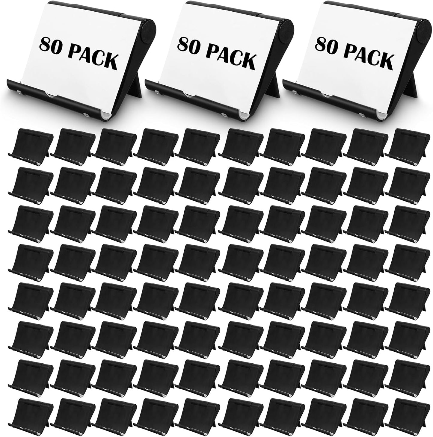 80 Pieces Business Card Holder Display Bulk Black Plastic Stand Name Holder Stand Organizer for Desk Office Supplies