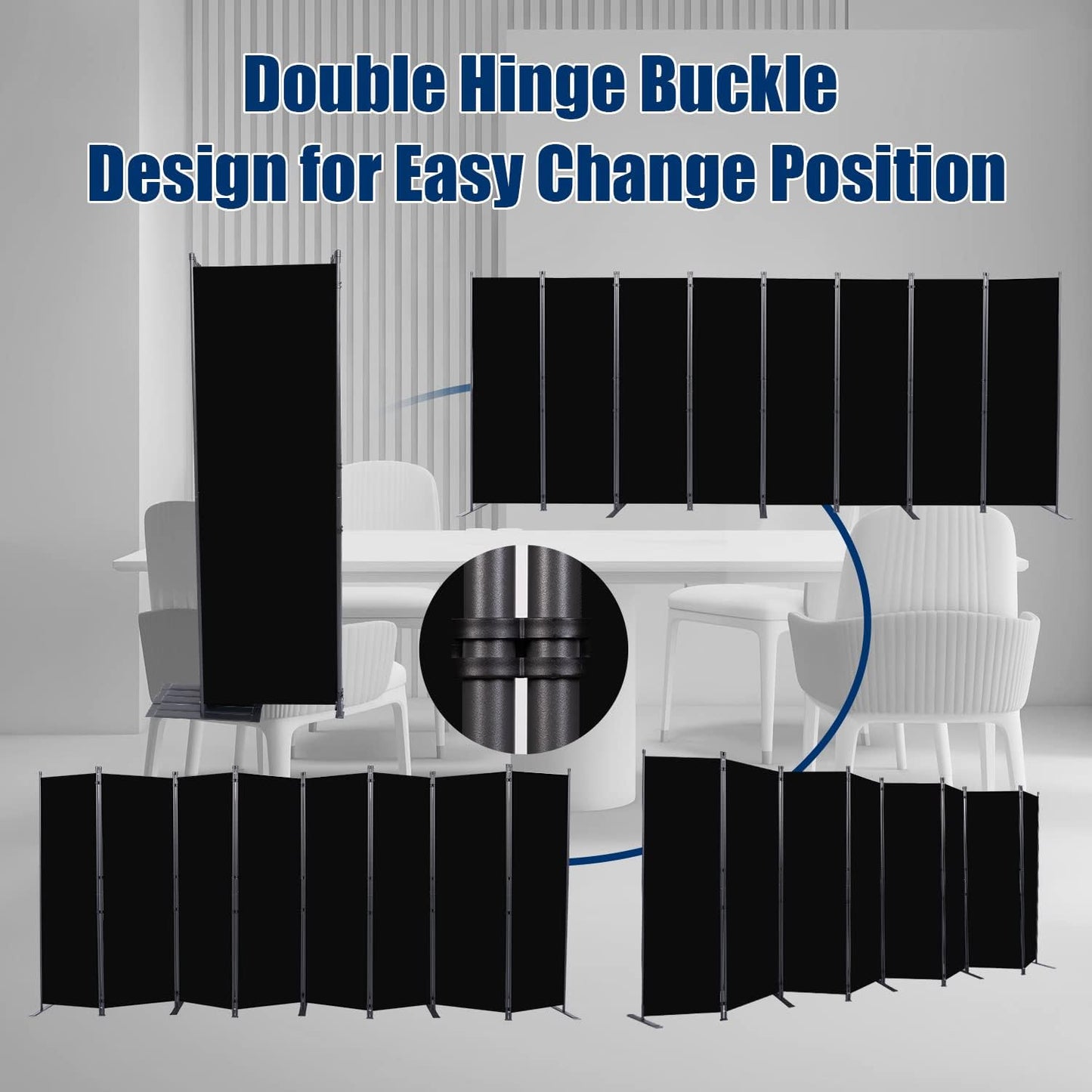 Room Divider 6FT Portable Room Dividers and Folding Privacy Screens, 176'' W Fabric Divider for Room Separation, 8 Panel Partition Room Dividers Freestanding Wall Divider Screen for Dorm Studio Office