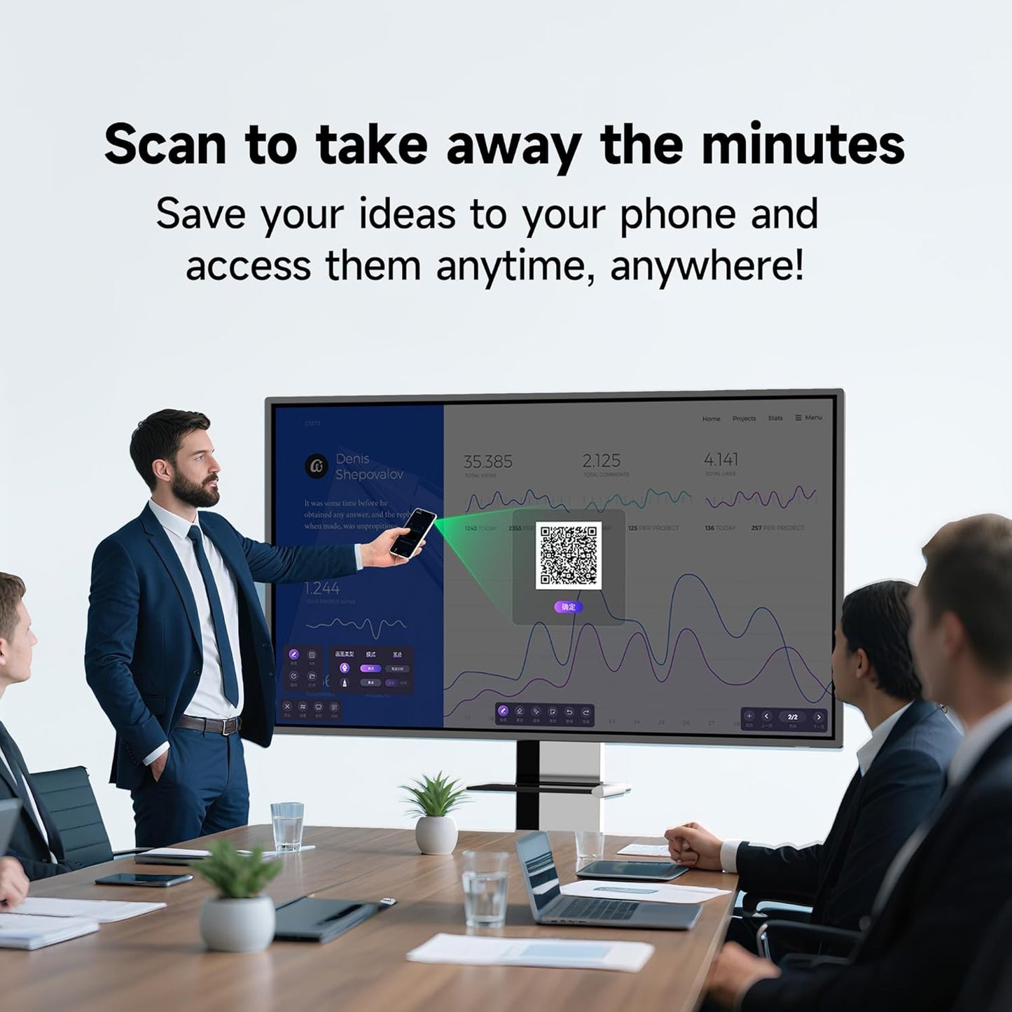 HORION Smart Board,55" 4K UHD Electronic Whiteboard Touch Screen Interactive Led Smartboard Wireless Display, 40-Point, Android 13.0 & Windows, Classroom/Office/Conference(Board & Wall Mount Only)