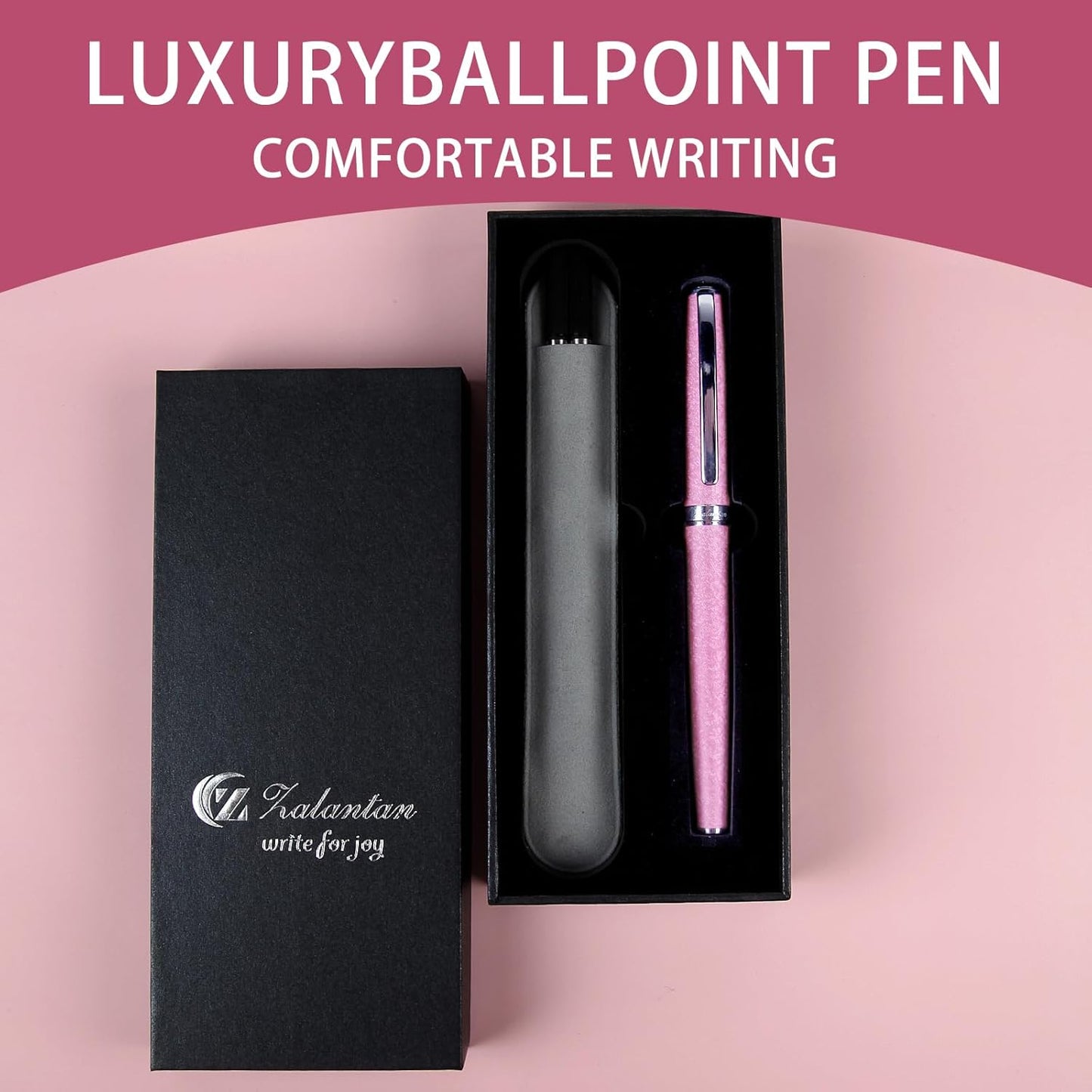 Nice pens,luxury pen with cace,fancy pens Ballpoint Pen Smooth writing experience stylish design effortless writing executive pen-Gift Box with 0.5mm Black Extra 2 Refill (Pink)