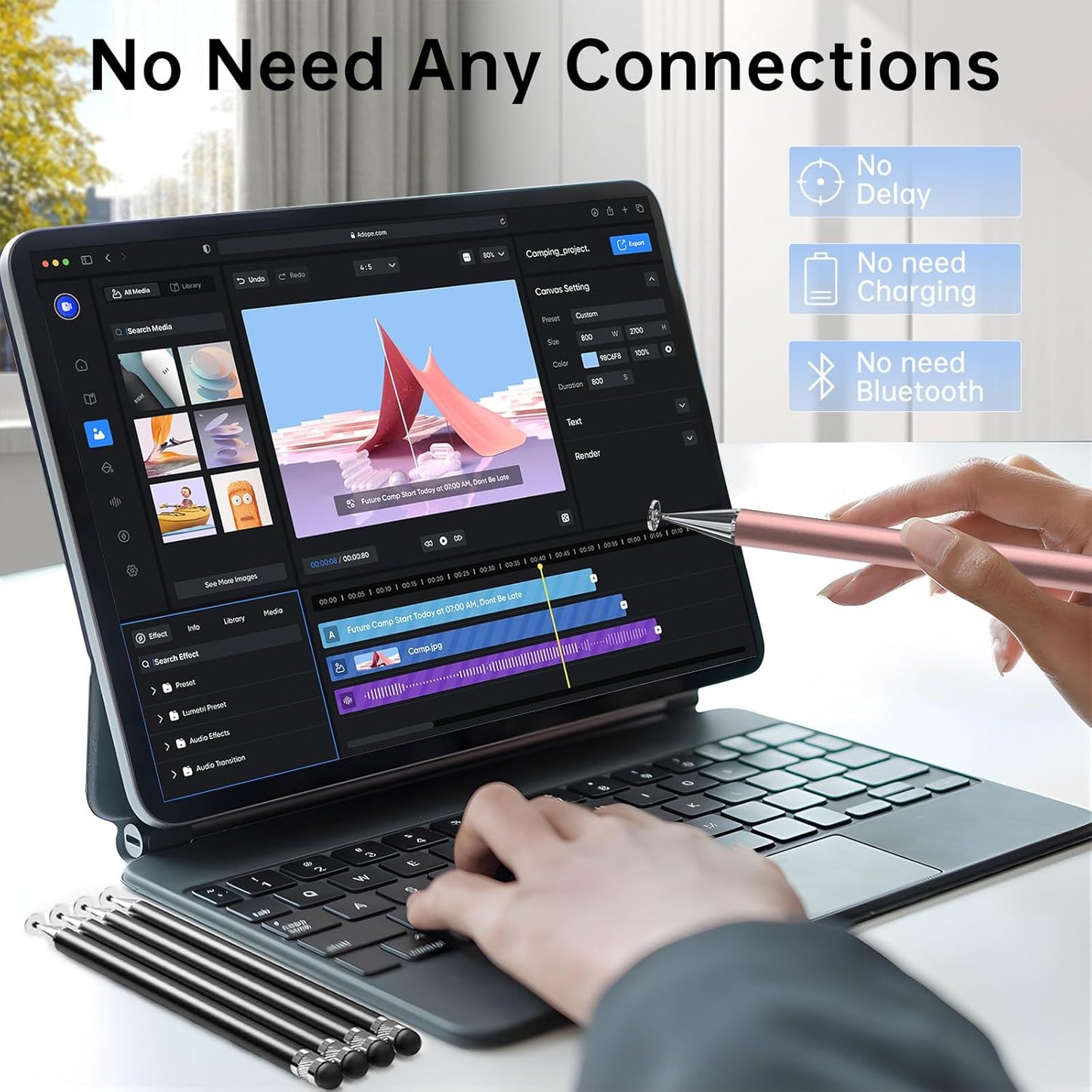 Bopomofo Stylus (5 Pcs), 2-in-1 Stylus Pen for Touchscreen, High Precision and Sensitivity, Suitable for iPhone/ipad/Android Tablets, Compatible with Touch Screens,Rose Gold