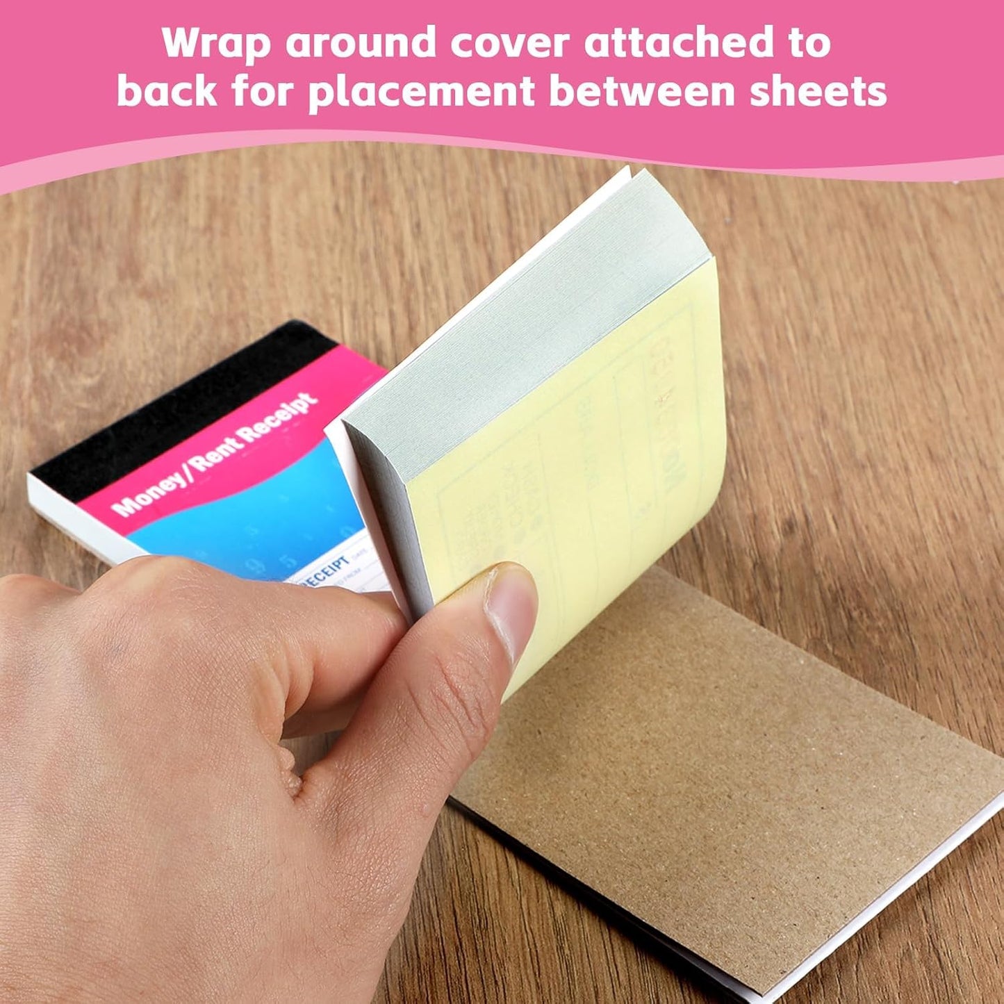 gisgfim 4 Pads Receipt Book with Carbon Copies Money and Rent Receipt Book 2 Part Carbonless Bound Wraparound Cover Petty Cash Business Invoice Book for Small Business 2-3/4 x 7-3/16Inch 50 Set/Book