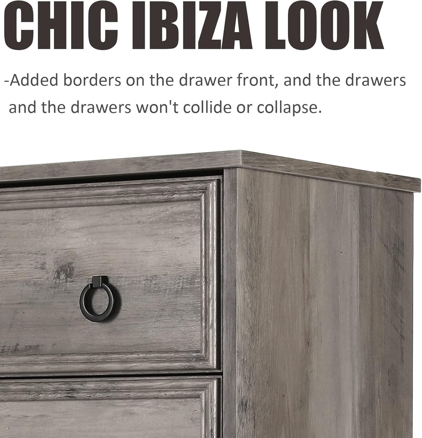 LGHM Modern 4 Drawer Dresser, Dressers for Bedroom, Tall Chest of Drawers Closet Organizers and Storage for Clothes - Easy Pull Handle, Textured Borders Drawers for Living Room, Hallway, Gray