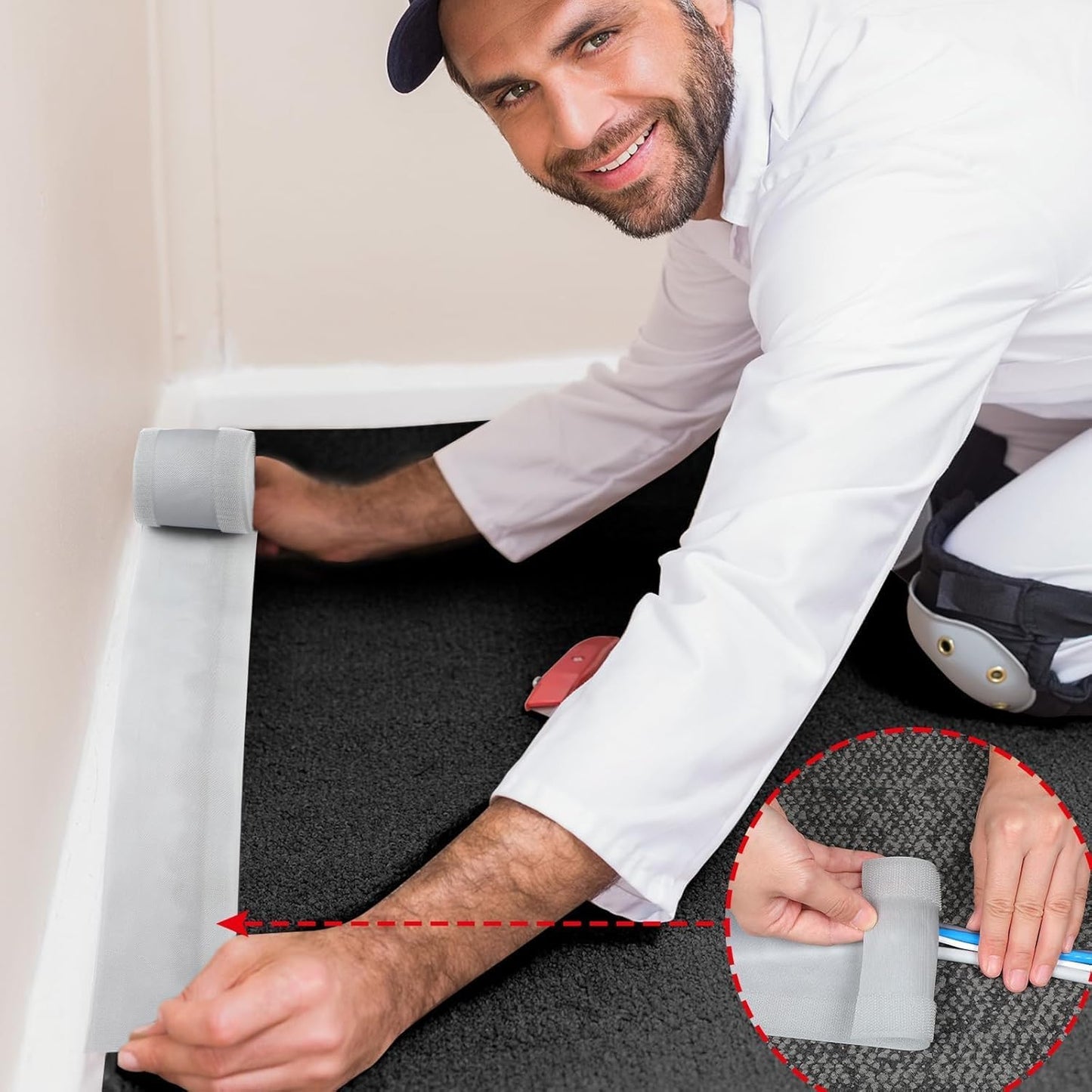 WILLBOND Grip Floor Cable Cover Cords Protector Management Only for Commercial Office Carpet (98.43 ft,Grey)