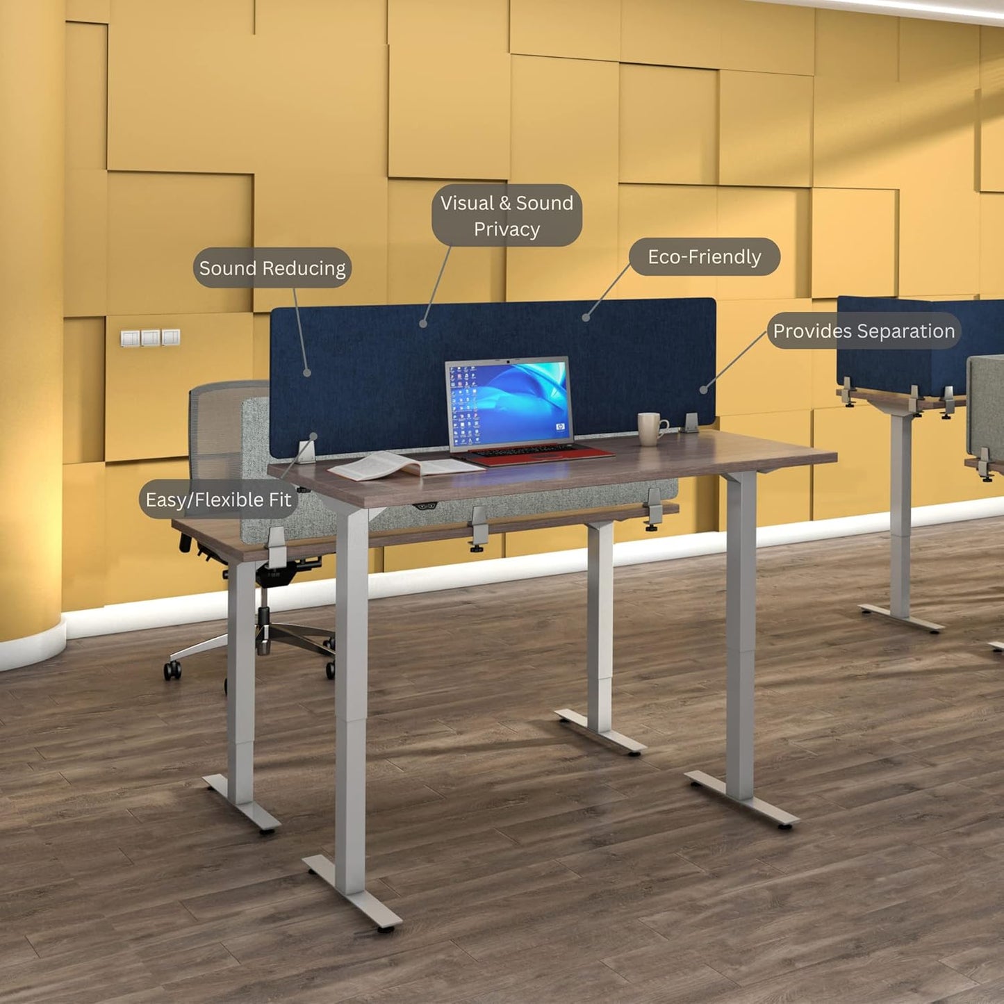 Desk Divider; Sound Absorbing Panel and Sound Proof Dividers - Privacy Shields for Student Desks and Desk Privacy Panels. Cubicle Wall, Desk Divider for Students and Office (Dark Blue, 29" W x 18”H)
