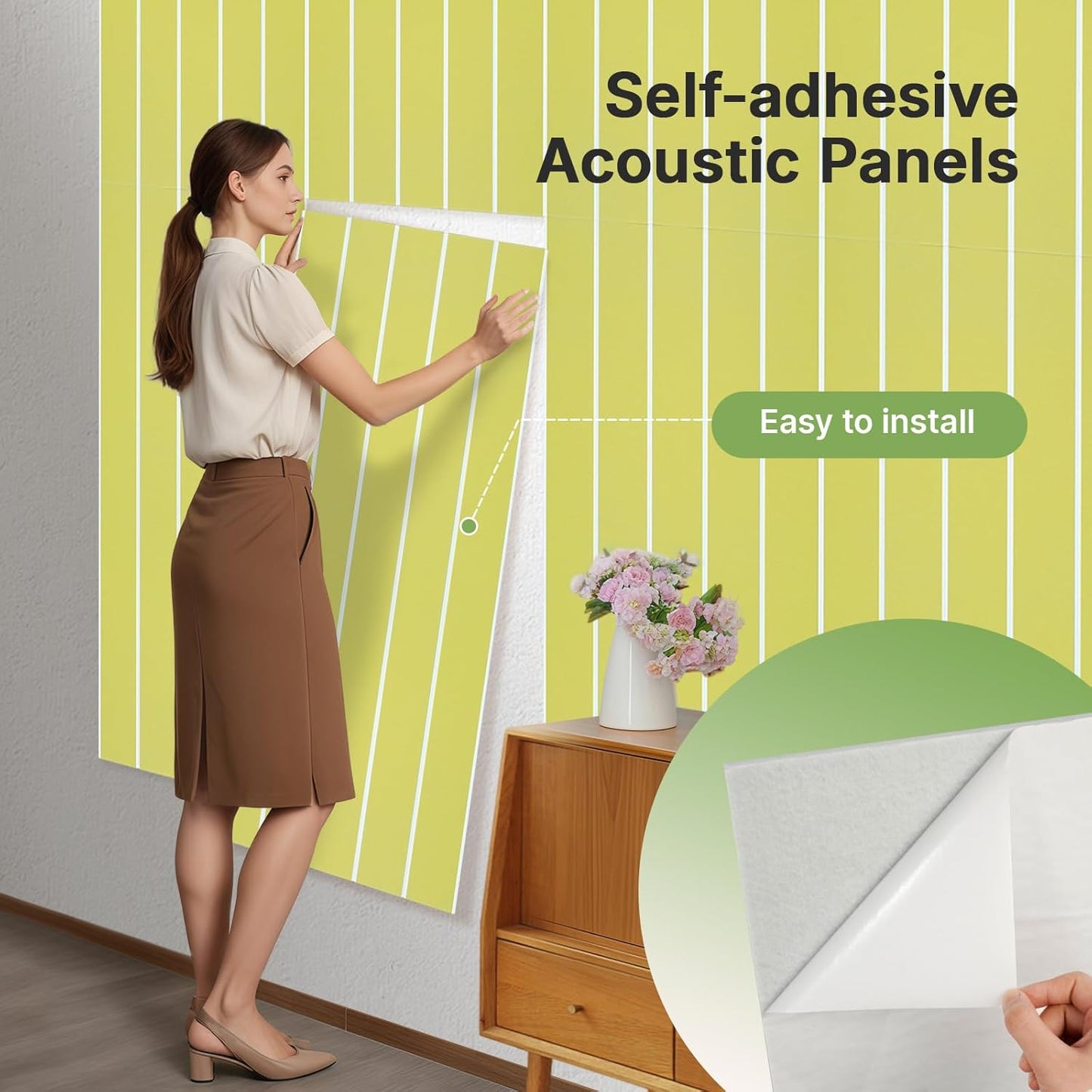 Acoustic 4 Pack Soundproofing UV Print Panels, 47.2” x 23.6” x 0.4” Adhesive Noise Dampening Wall Panels for Home Studio, Office, Gaming Room, and Theater(Yellow)