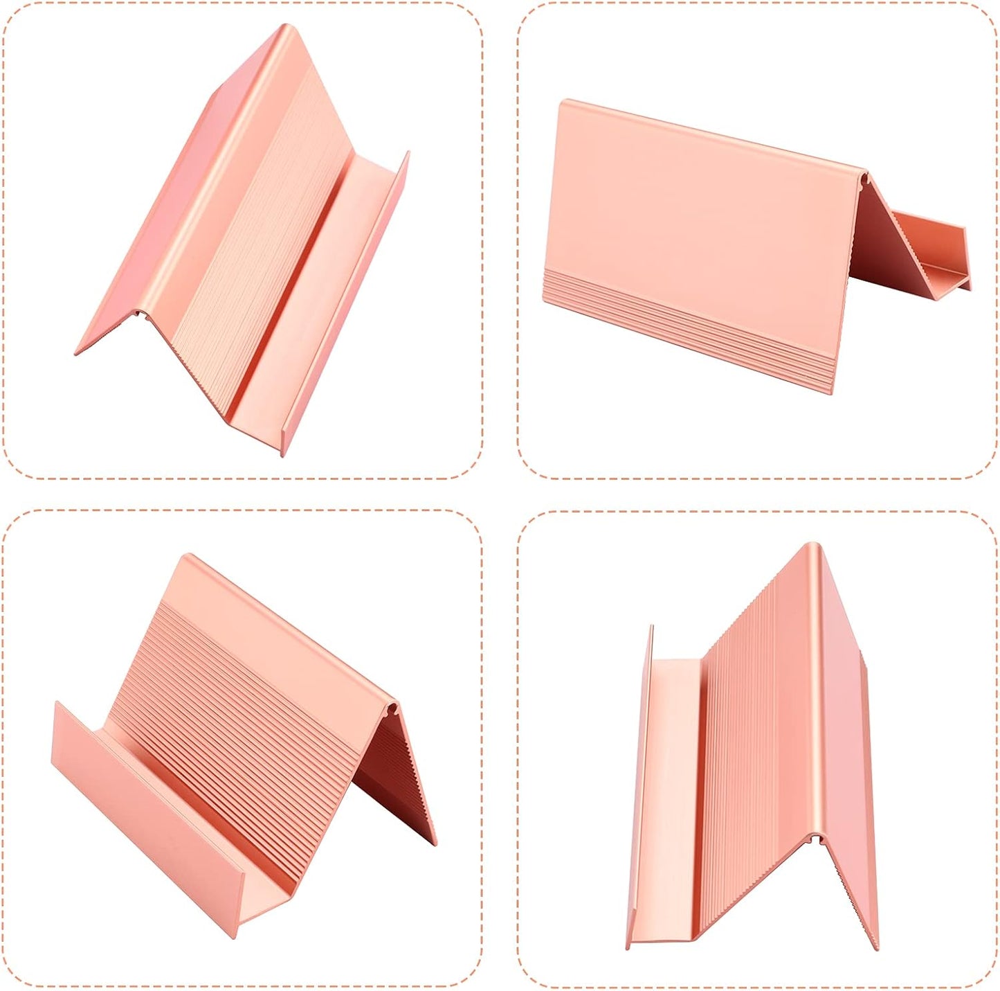 Business Card Holder 1 Pack Aluminum Business Card Display Stand, Desktop Rose Gold Business Card Holders for Exhibition, Home and Office , Fits 35-50 Business Cards