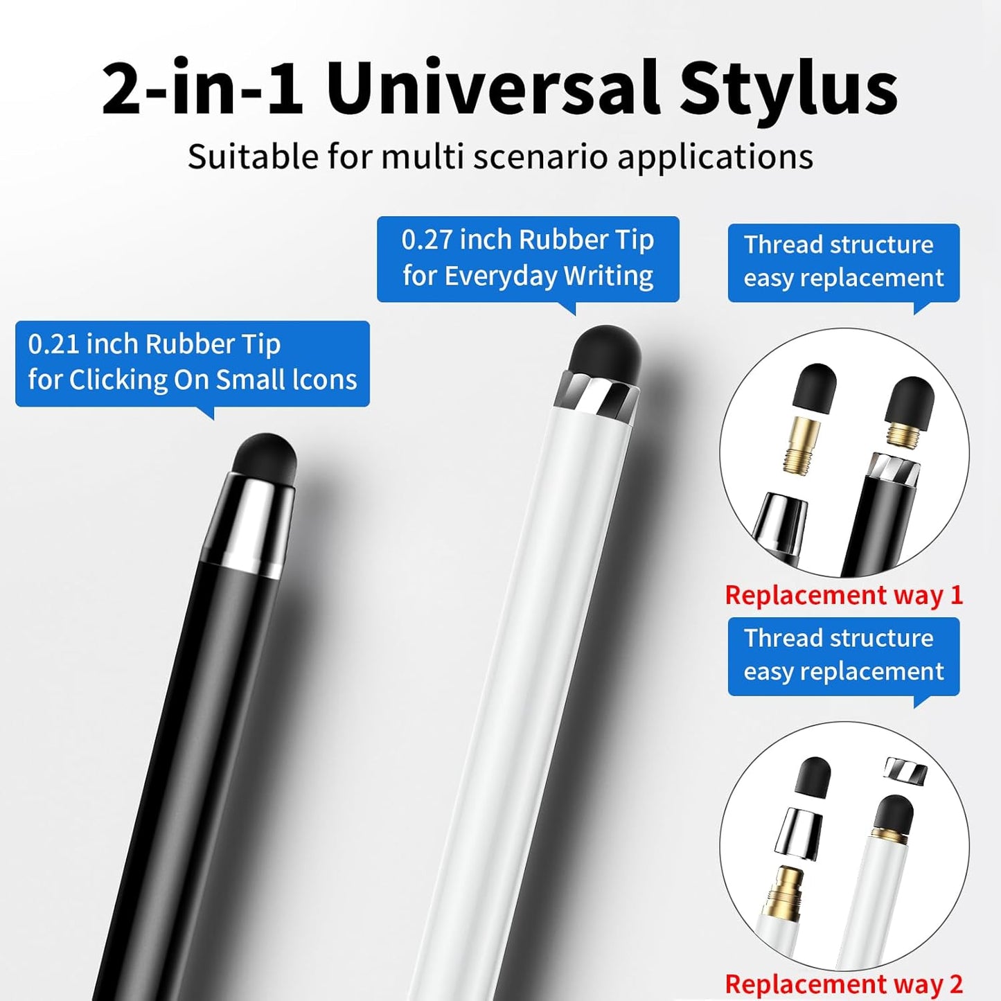 10 PCS Stylus,Stylus Pen for Touchscreen,Stylus 2-in-1 High Sensitivity & Precision Suitable for Touch Screens of iPhone/ipad/Android Tablets(10 Stylus Pen Withe/Black + 20 Tips)