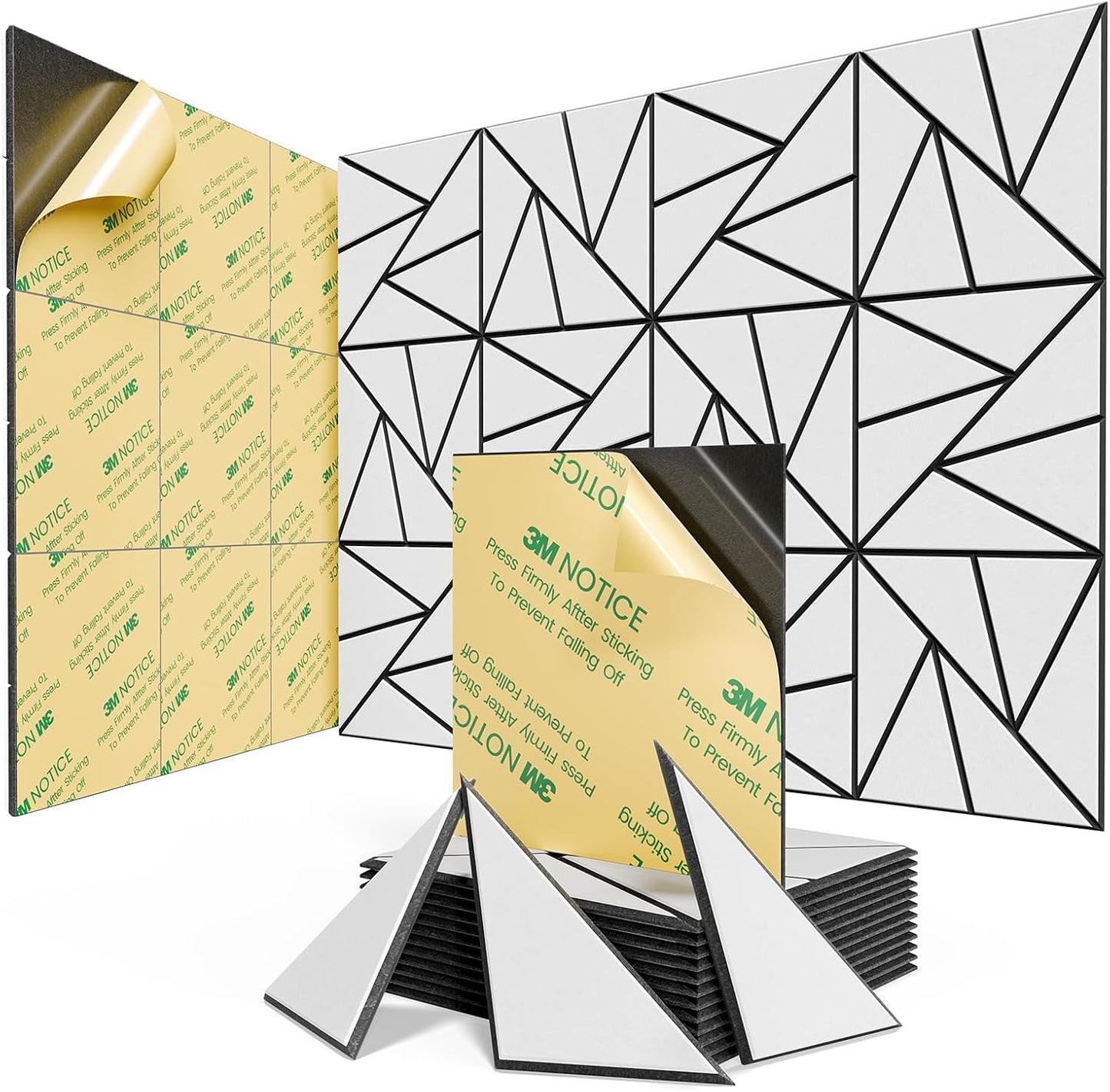 12 pack Acoustic Panels With Self-Adhesive, 12"X 12"X 0.4"Sound Proof Foam Panels, Sound Panels High Density, Soundproof Wall Panels for Home Studio Office- BlackBase + WhiteFace V1