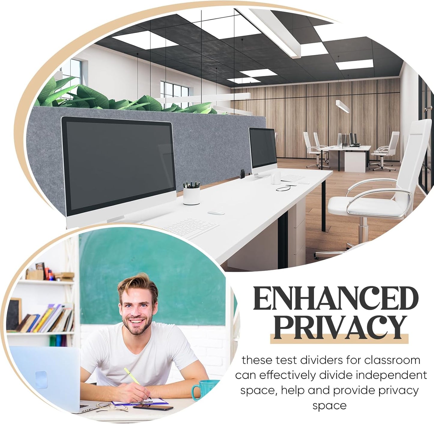 Wesiti 2 Pcs Acoustic Desk Divider Noise Reducing Desk Privacy Panel for Student Table Standing Sound Proof Divider Desktop Claw Office Furniture Partition for Classroom (Gray,59.06 x 15.75 Inches)