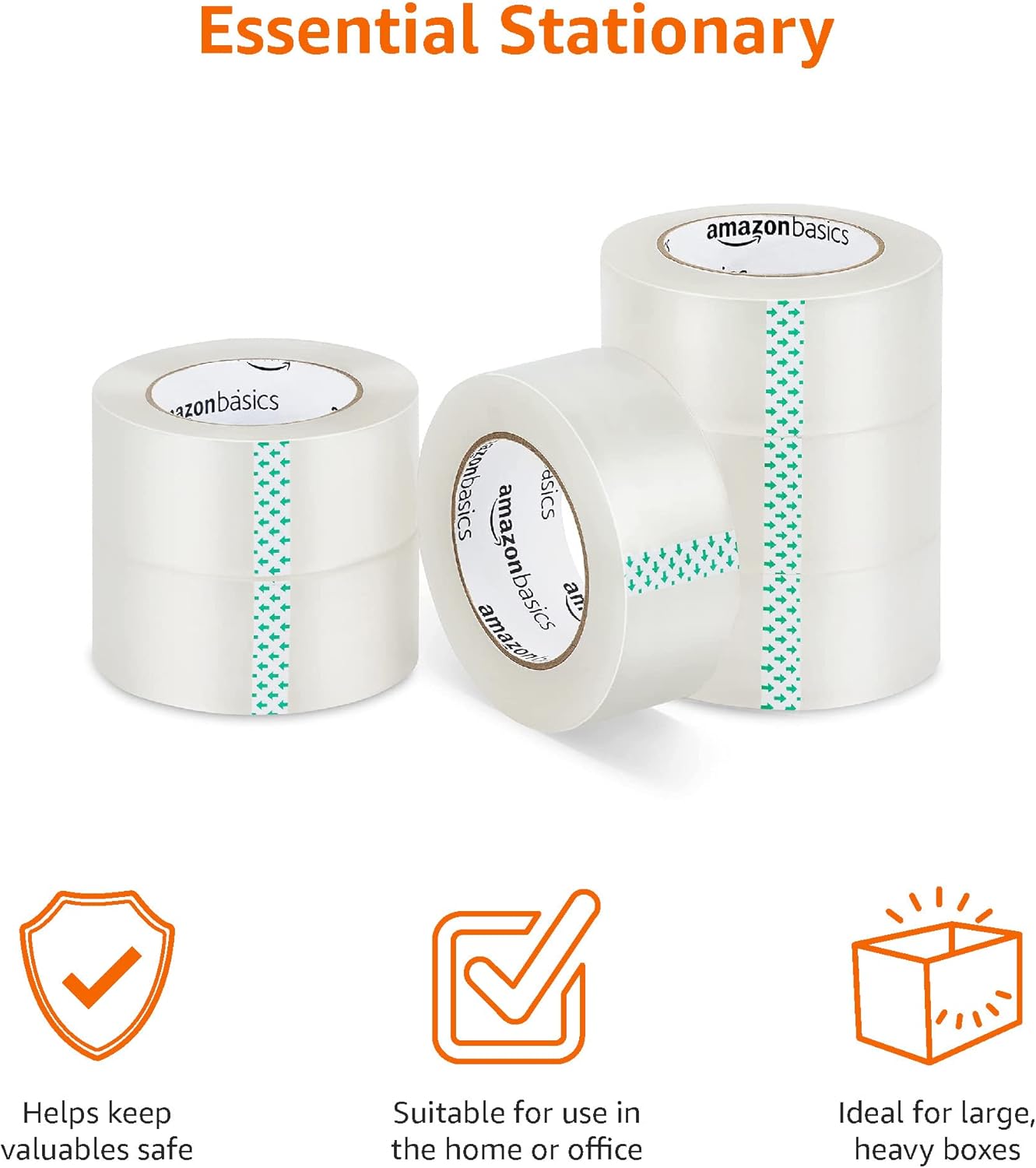 Amazon Basics Packing Tape for Moving boxes, Shipping Tape Refills, Clear, 1.88-Inch Wide x 109 Yards, 6-Pack, Total 654 Yards