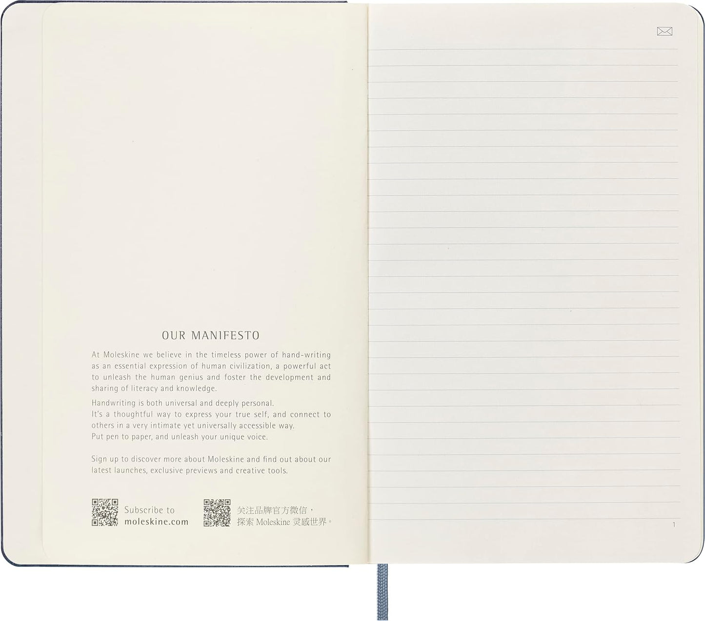 Moleskine Smart Notebook, Large, Ruled, Sapphire Blue, Hard Cover (5 x 8.25)