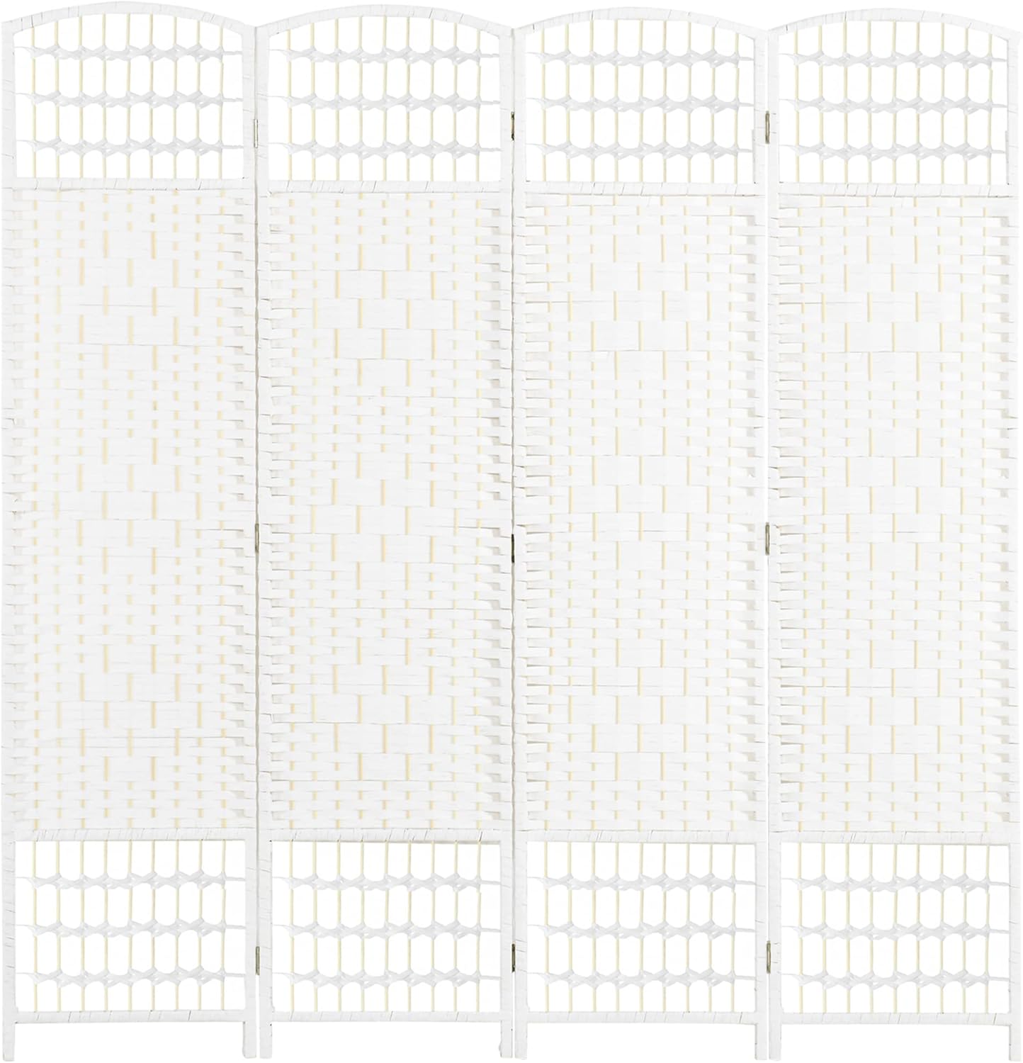 HOMCOM 4 Panel Room Divider, Folding Privacy Screen, 5.6' Room Separator, Wave Fiber Freestanding Partition Wall Divider, White