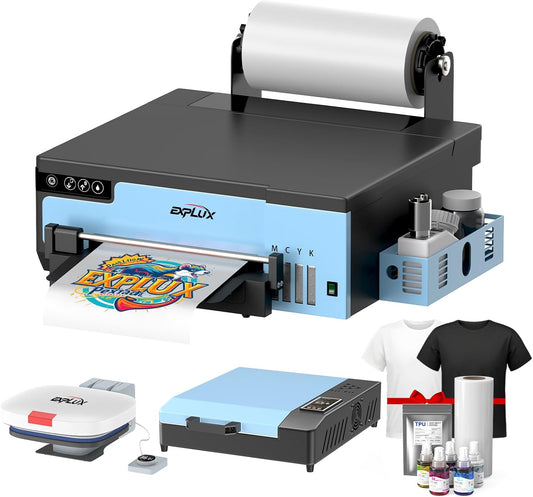 EXPLUX A4 DTF Printer,with XP600 printhead with Anti-Clogging Technology + 200% high Speed Printing,for DIY T-Shirt,Other Textiles,2-Year Ink Included