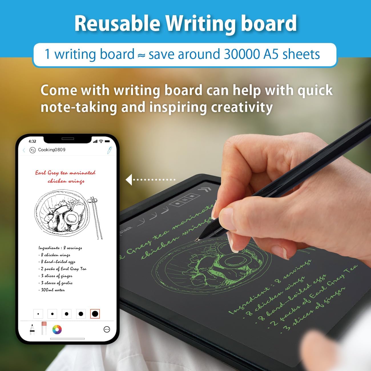Smart Sync Pen for Note Taking with Notebook and Writing Board,Real-time Sync for Digitizing,Convert to Text,Storing,Sharing Paper Notes via APP on Smartphone/IPAD (Android and iOS)