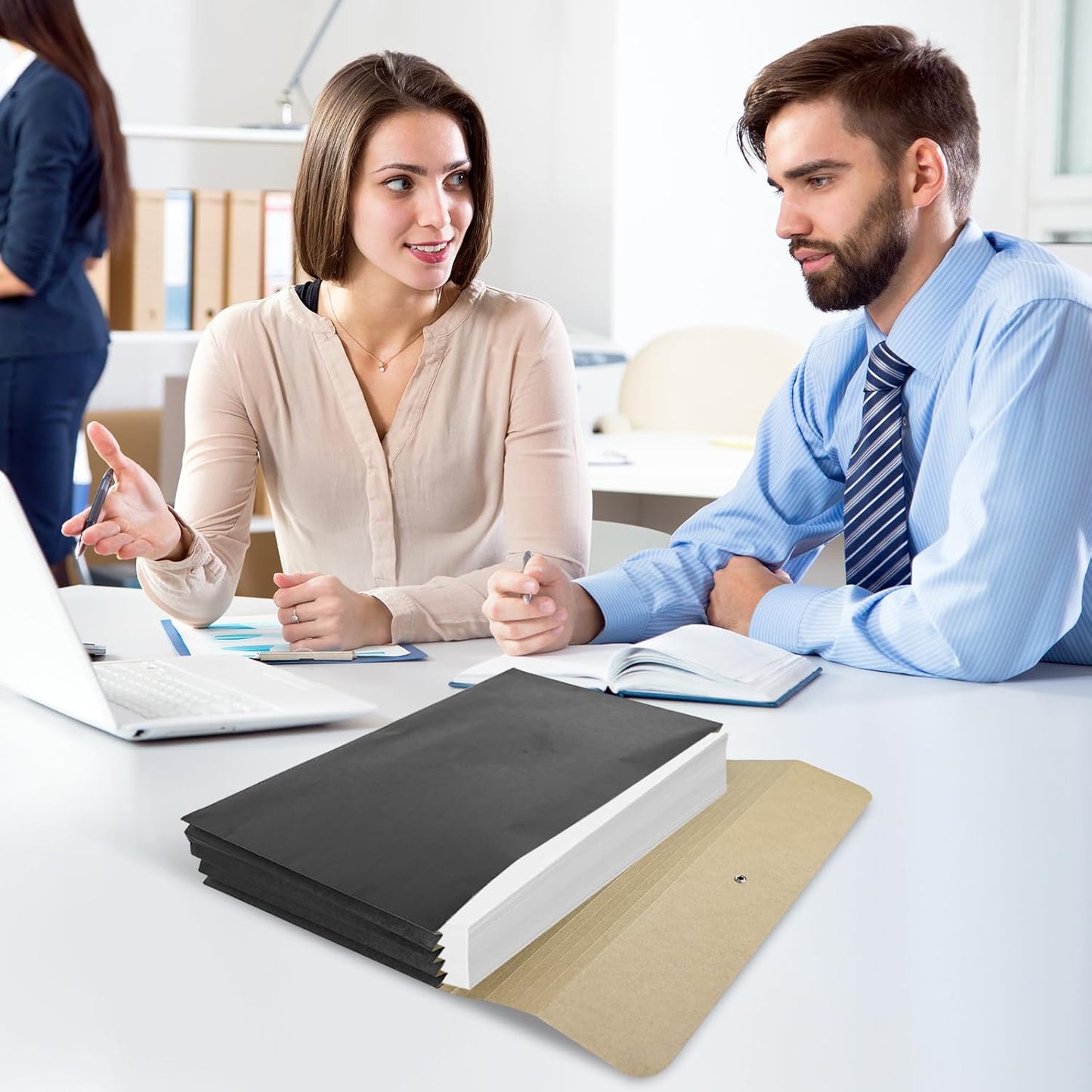 10 Pcs Accordion File Wallet Expanding File Folder with Flap and Cord Closure, 4 Inch Expansion, Letter Size Accordion Files Organizer, 10 x 15 Inches, Black