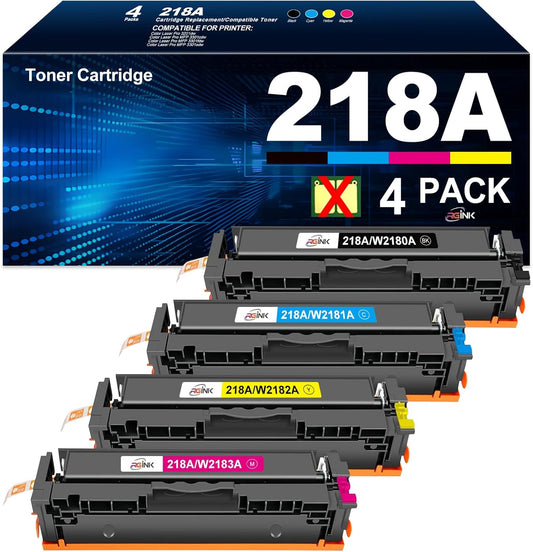 218A 218X Toner Replacement for HP 218A Toner Cartridges 4 Pack - W2180A 218X W2180X for 3301FDW Toner High Yield to use with HP Color Laserjet Pro MFP 3301FDW 3301CDW 3301SDW| 3201DW, NO CHIP(4 Pack)