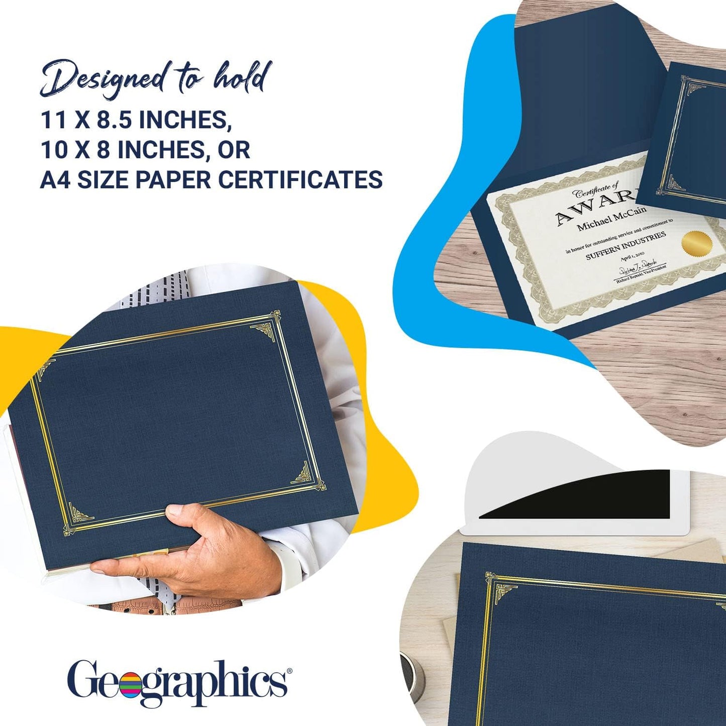 Classic Linen Certificate/Document Covers, 12.5” x 9.75”, Blue Navy (6 Pack)