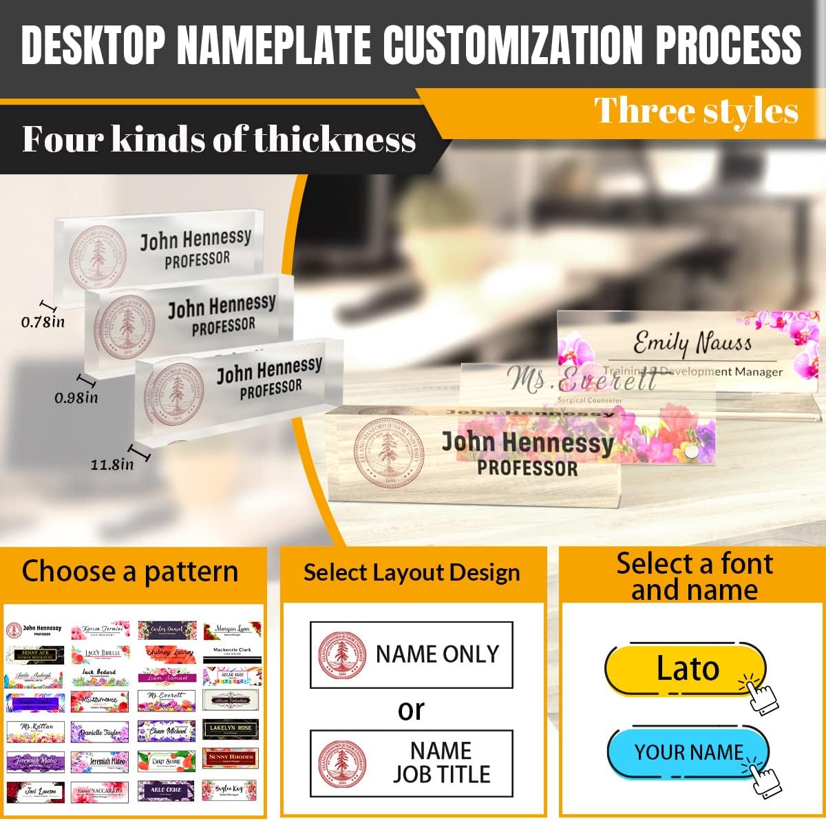 Name Plate for Desk Personalized | Office Gifts | Office Decorations for Work | Custom Your Logo Name Plates for Desks | Desk Decorations for Women Office or Occasion Gift(Logo)