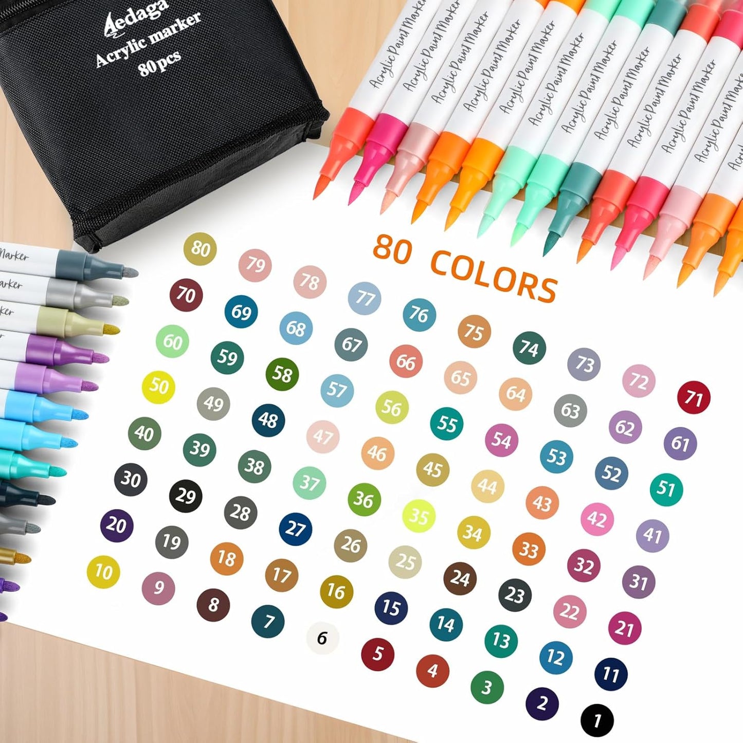 YHC 80 Colors Acrylic Paint Pens with Free App, Dual Tip Acrylic Paint Markers with Brush Tip and Fine Tip for Adults, Kids, Eggs, Wood, Rock, Canvas, Plastic, Stone, Glass, Ceramic