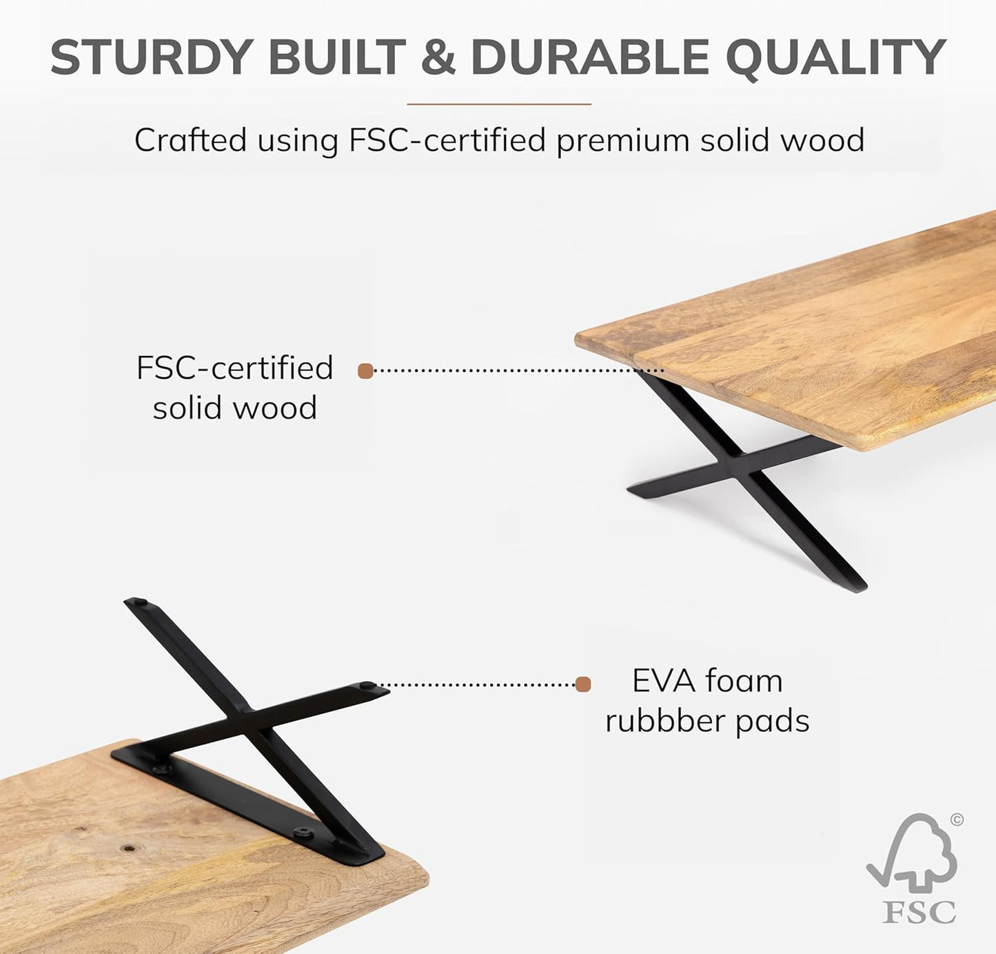 Anji Mountain Monitor Stand - Desktop Organizer & Laptop Riser, Ergonomic Monitor Riser, Space-Saving Monitor Stand for Desk, Durable Construction, Easy Assembly, Ideal for Home & Office,Natural