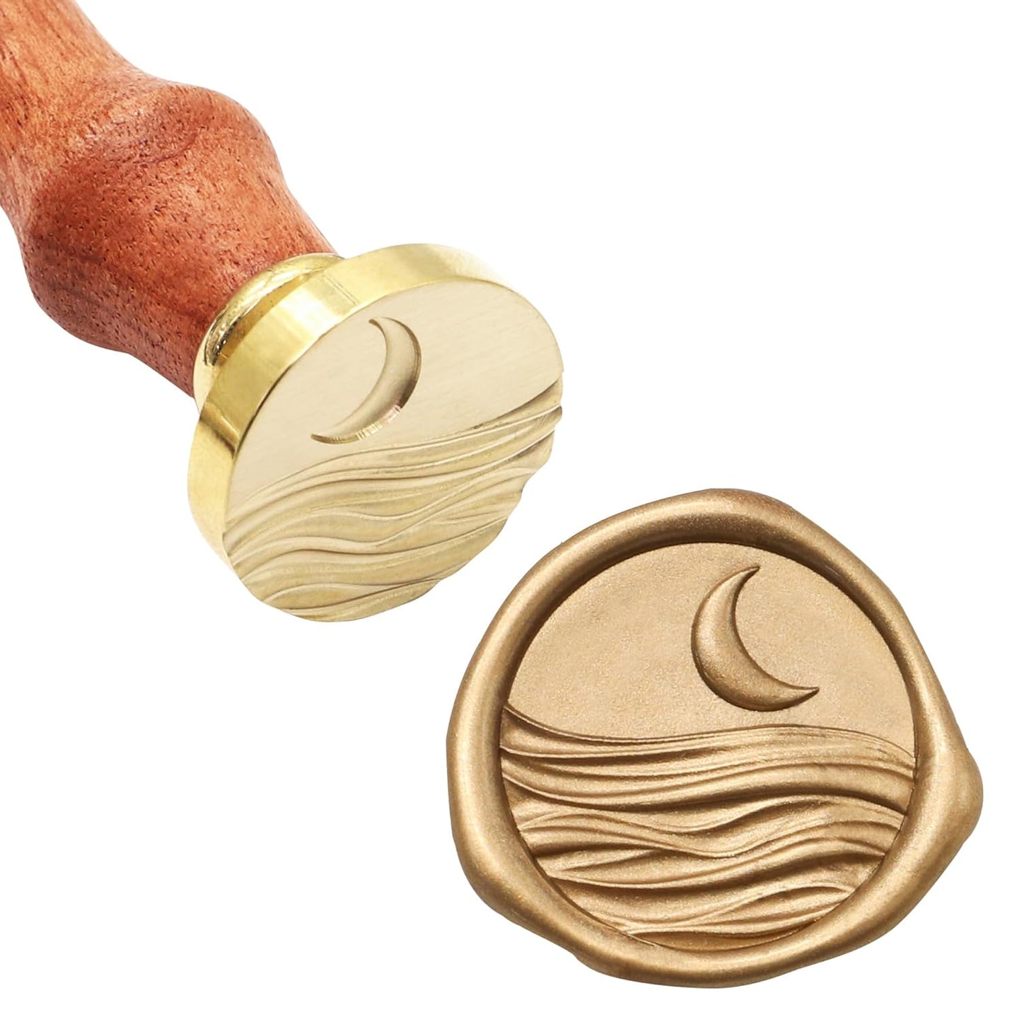 SWANGSA 3D Moon and Ocean Wax Seal Stamp Kit with 200pcs Sealing Wax Beads, Great for Embellishment of Invitations, Wine Packages, Gift Ideas