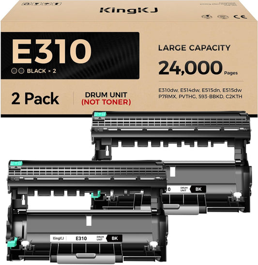 E310 E310dw Drum Unit(Not Toner)Black 2-Pack High-Yield Replacement for Dell P7RMX PVTHG 593-BBKD Image-Drum Compatible for Dell E310dw E514dw E515dn E515dw E310 E514 E515 Laser Printer Ink All-in-One