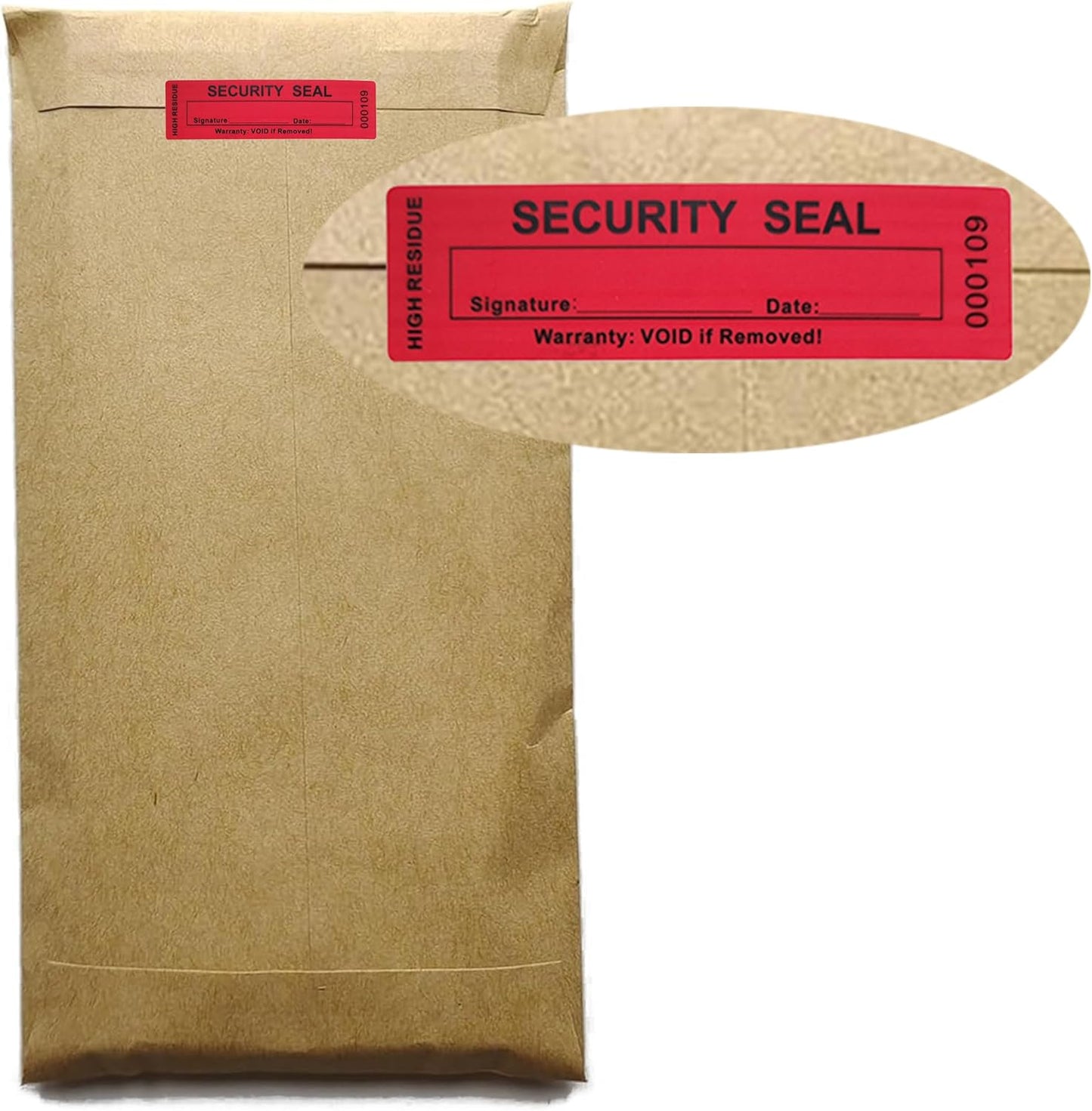 100pcs 25x90mm Total Transfer Tamper Evident Signable Security Tamper Proof Stickers Labels Seals (1x3.54 Inches,Serial Number,Matte Red)