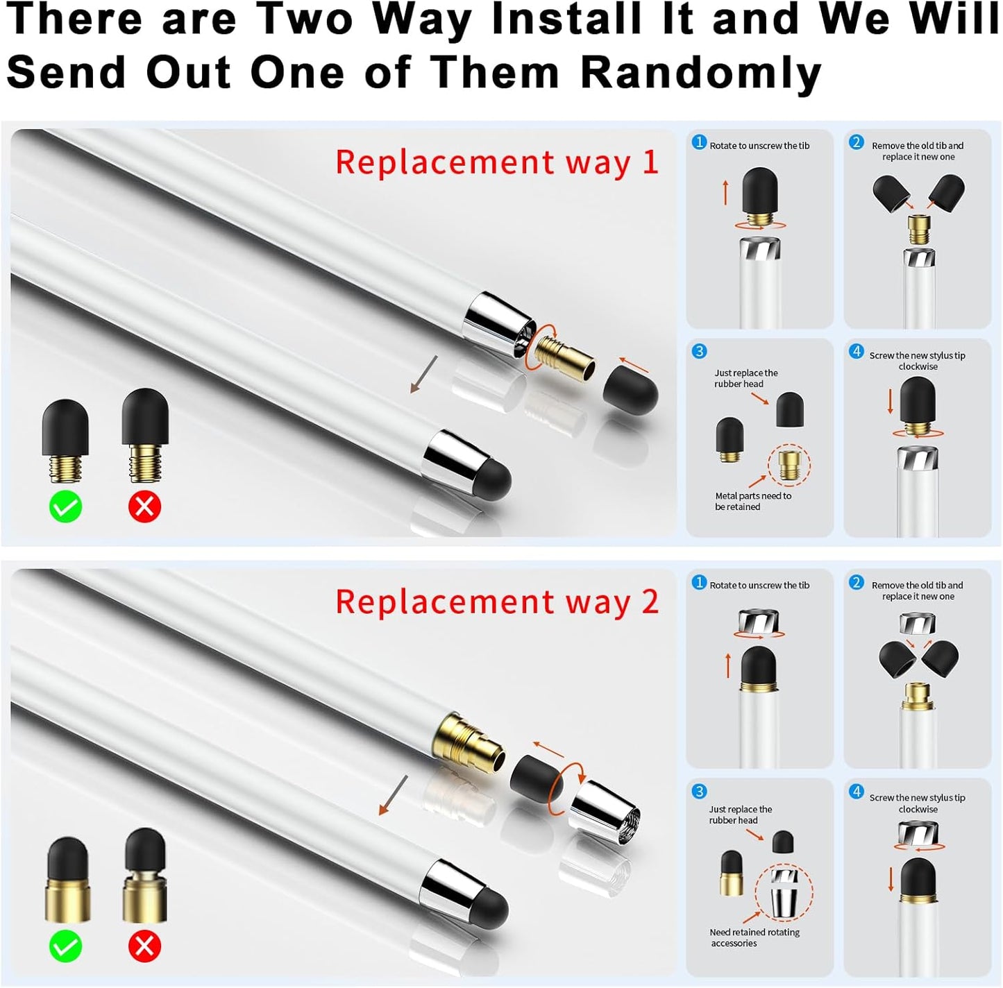 Stylus Pen for Touchscreen,5 PCS Stylus,Stylus 2-in-1 High Sensitivity Precision Suitable for Touch Screens of iPhone/ipad/Android Tablet(White)