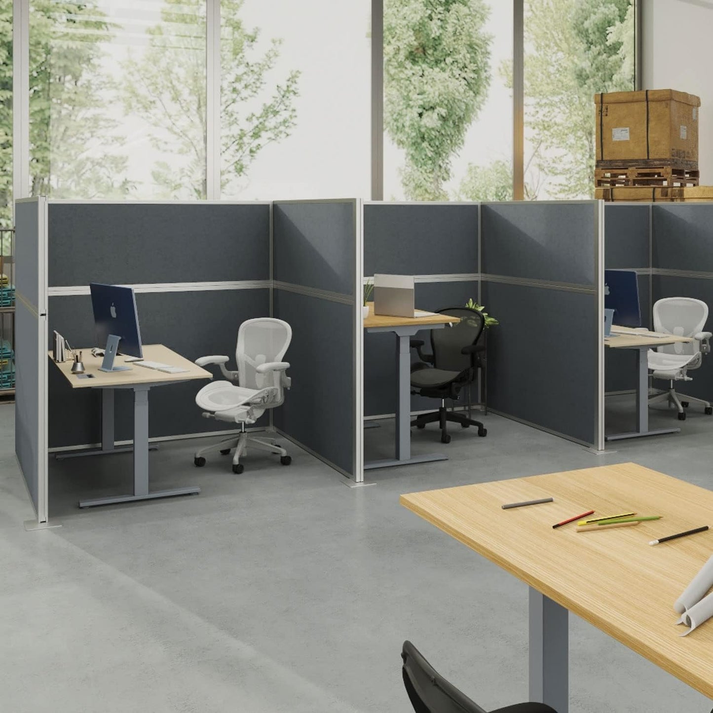 Versare Hush Panel Cubicle Kit | Workstation Partition Walls | Sound Dampening Cubicle Walls | Partitions for Desks