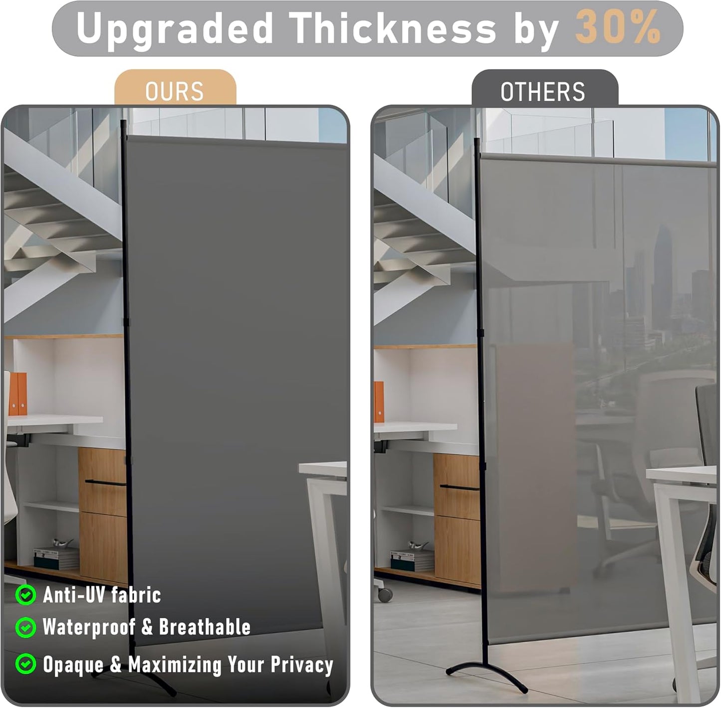 Room Divider 6ft Room Dividers and Folding Privacy Screens Partition Room Divider Fabric Panel, Indoor Wall Divider for Room Separation Freestanding Space Separators (Grey, 1 Panel)