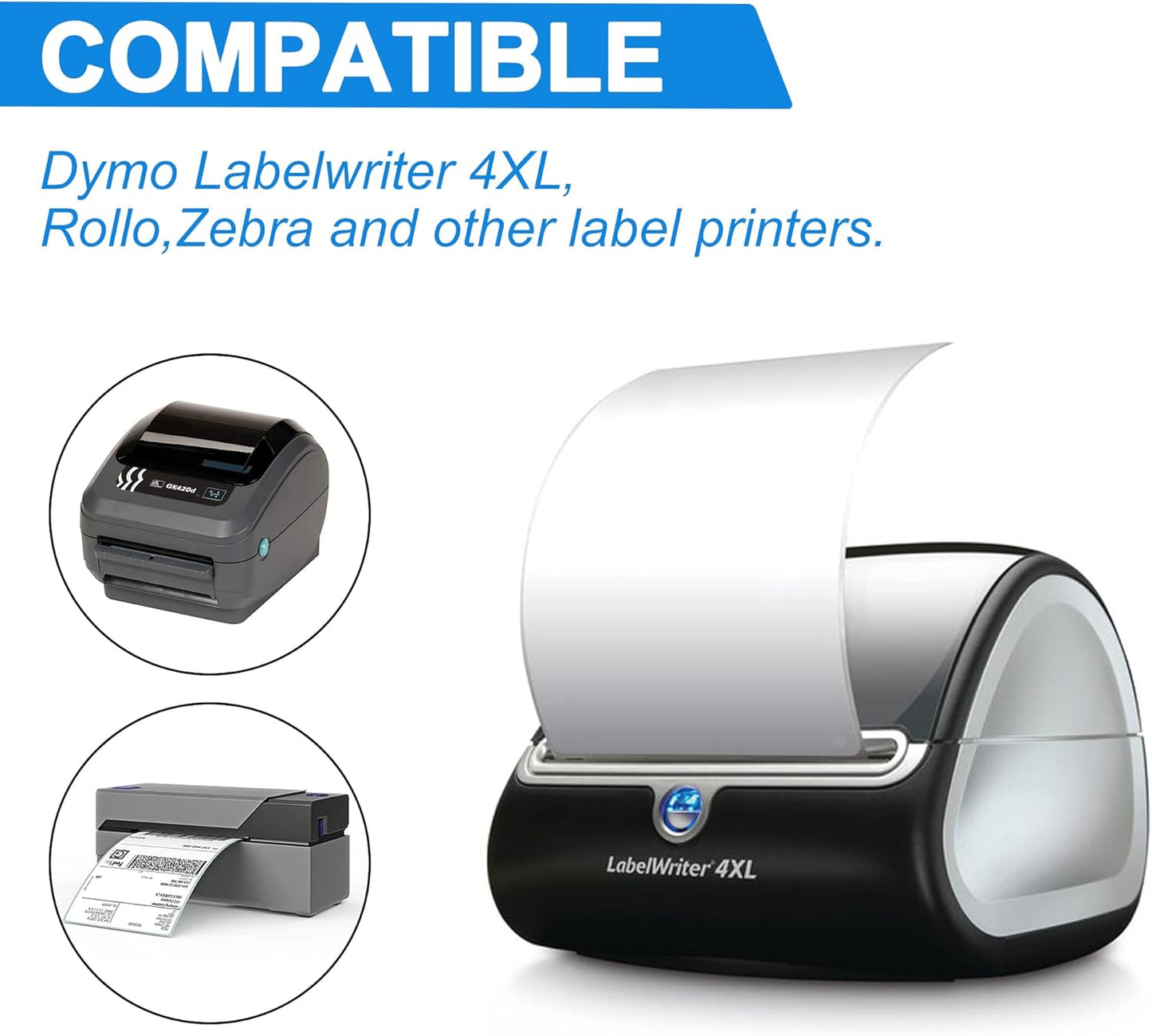 LotFancy 4x6 Thermal Labels, 440 Shipping Labels (2 Rolls) Compatible with DYMO LabelWriter 4XL 1744907, Perforated Postage Label for Rollo, Zebra Desktop Printers, Commercial Grade