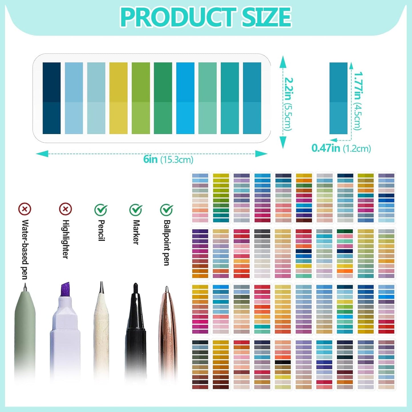 ReliThick 8000 Pcs Annotation tabs Sticky Tabs for Books Transparent Sticky Notes Multi Colored Writable Page Markers Book Flags Strip for Annotating Reading Supplies Bookish Gift (Gradient Color)