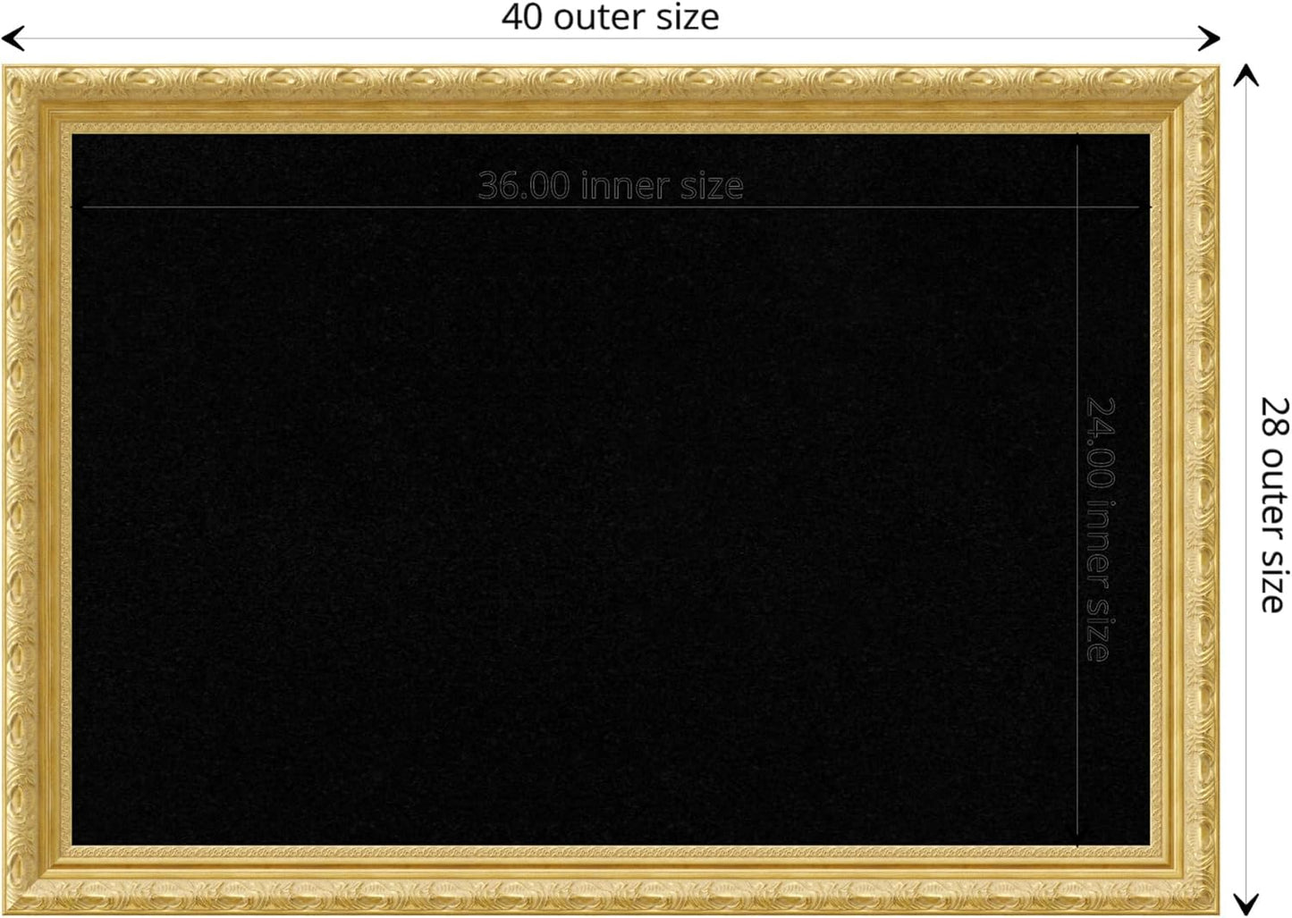Amanti Art Black Cork Board for Wall, 28x40 Vision Board with Gold Wood Frame, Large Corkboard Office Decor for Home Organization, Traditional Corkboard Pinboard to display items for home organization