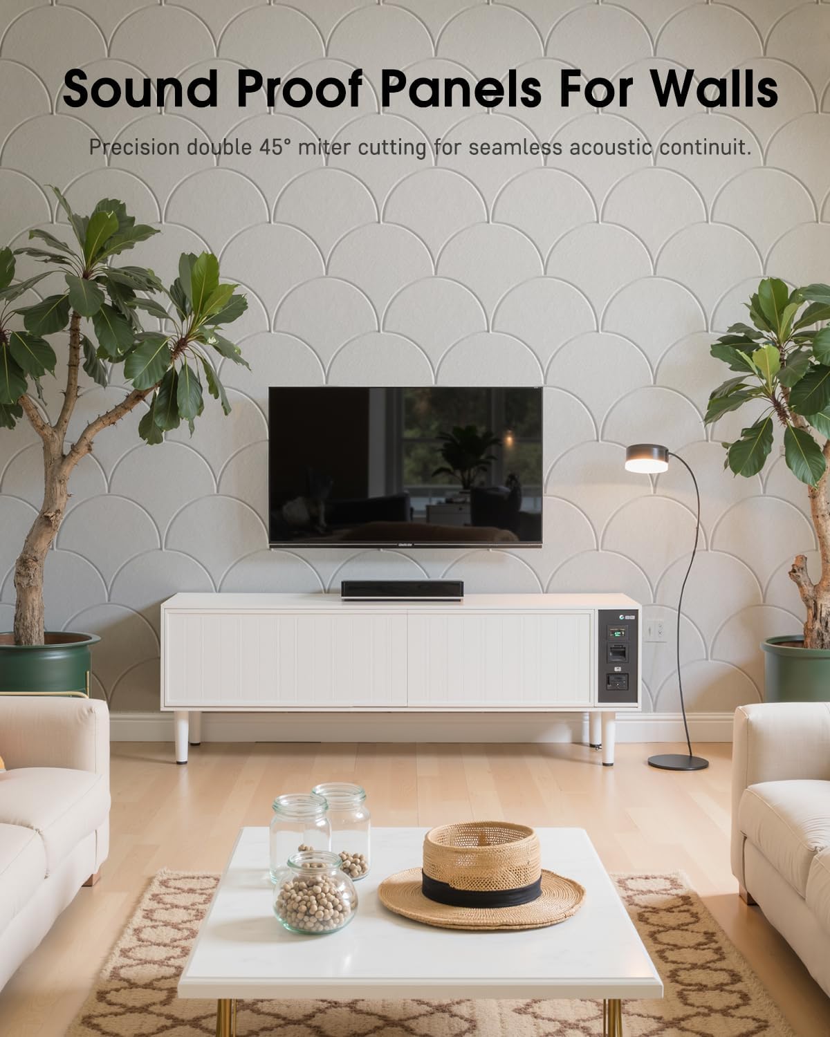 12 Pack Sound Proof Foam Panels for Walls，Self-Adhesive Acoustic Panels, 12" X 12" X 0.4" Sound Proof Panels for Walls，Door, Ceiling, Home Office White