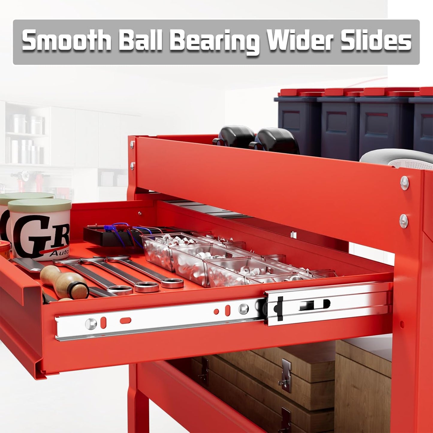 3 Tray Tool Cart with Drawers, 400 LBS Capacity Rolling Tool CartS on Wheels, Heavy Duty Utility Cart with Pegboard, Mechanic Tool Storage Cart for Garage, Warehouse and Repair Shop, Red