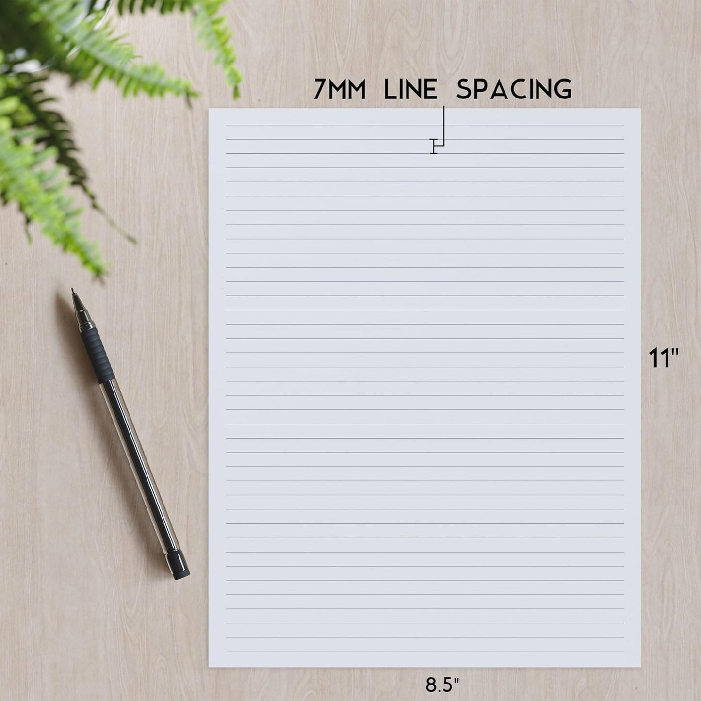 Lined Loose Leaf Paper, 160 GSM Thickness, 160 Sheets/320 Pages, Letter Size (8.5 x 11 inch), 7 mm College-Ruled Spacing, Note-Taking, Calligraphy, Binder Filling, Journaling, White, Unpunched Refill