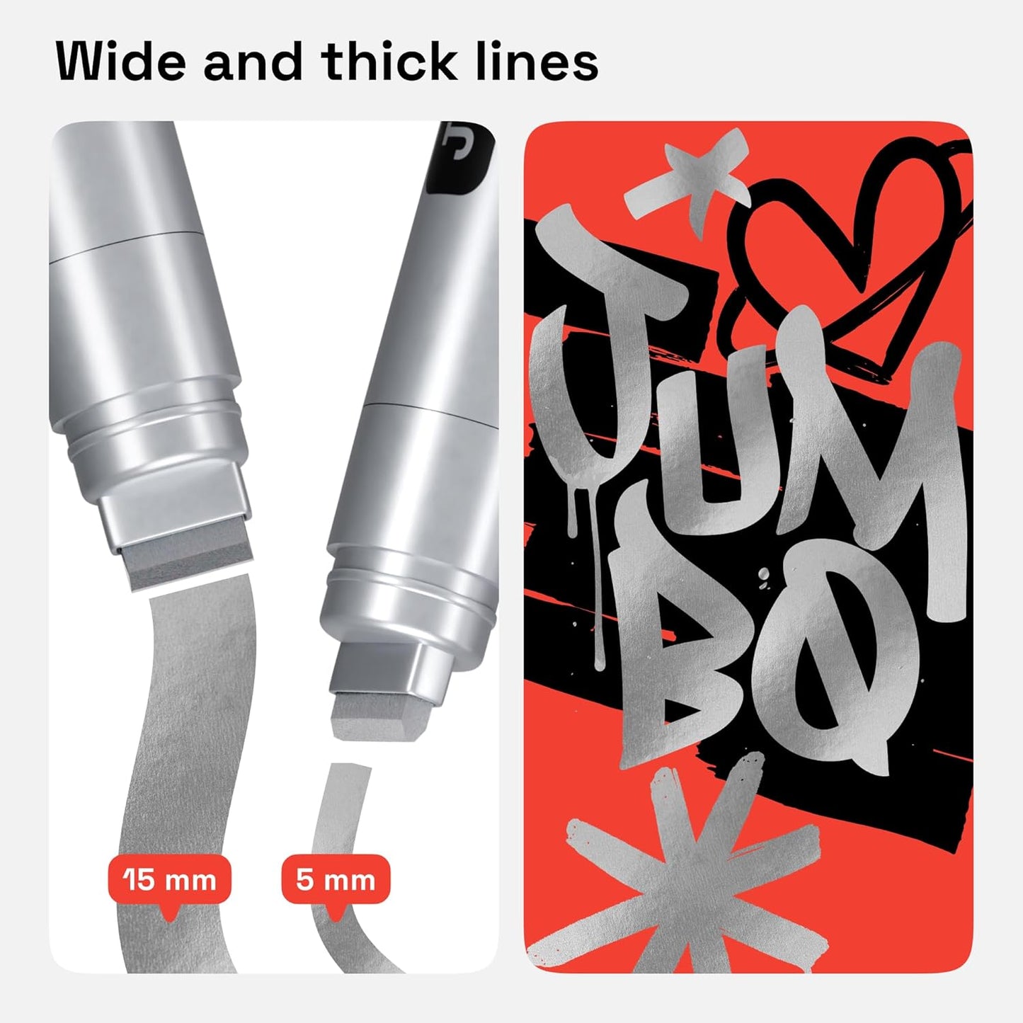 ARTISTRO 2 Silver Acrylic Paint Markers - 15mm Jumbo-Tip Paint Pens - Perfect for Crafting, Art Projects, & More