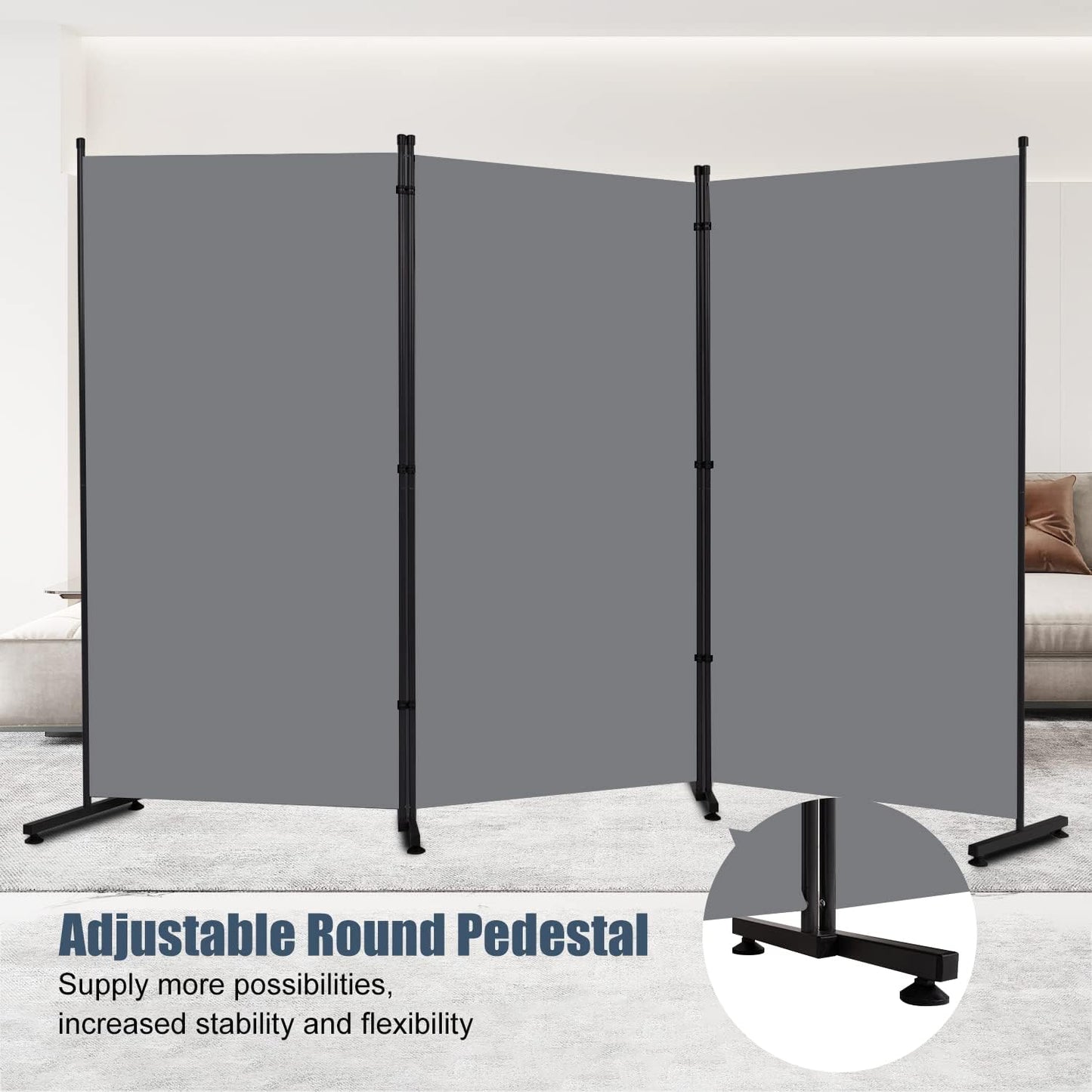 Room Divider 6ft Room Dividers and Folding Privacy Screens, 3 Panel Partition Room Divider Fabric Panel, Indoor Wall Divider for Room Separation Freestanding Space Separators for Bedroom Office Studio