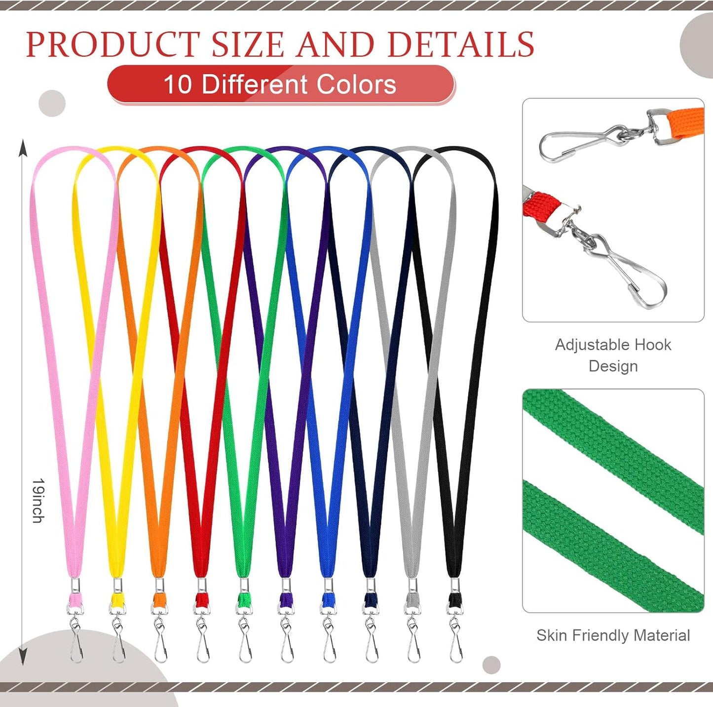 1000 Pack Bulk Lanyards for ID Name Badges Holder Flat Lanyards with Hook Clip Swivel for Office School Accessories (Multi Colors)