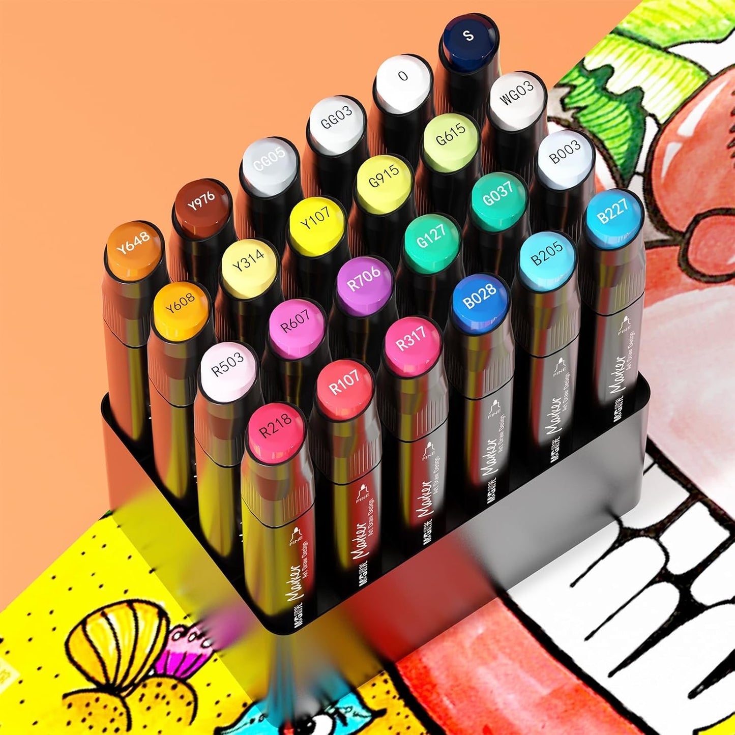 M&G 24 Colors Alcohol Based Dual Tip Permanent Art Markers Set, Sketch Markers for Adult Kid Coloring Book, Illustration Painting Card Making