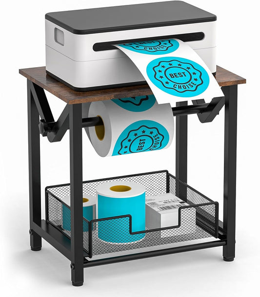 Label Holder for Rolls and Fan-Fold Labels, Thermal Sticker Holder for Desktop Thermal Printer, Shipping Label Stand Desktop Label Printer Accessory Supplies for Home, Office, Small Business