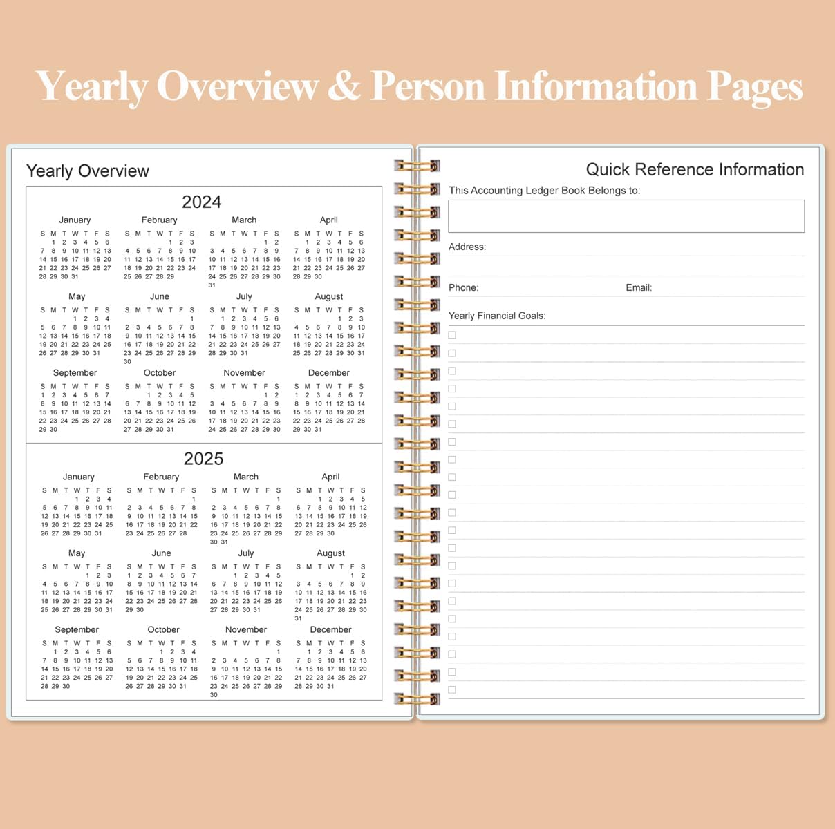 Accounting Ledger Book - A5 Ledger Book for Bookkeeping, Small Businesses & Personal Use, Expense Tracker Notebook for Tracking Money, Expenses, Deposits & Balance, 5.8" x 8.4", Rose Leaf