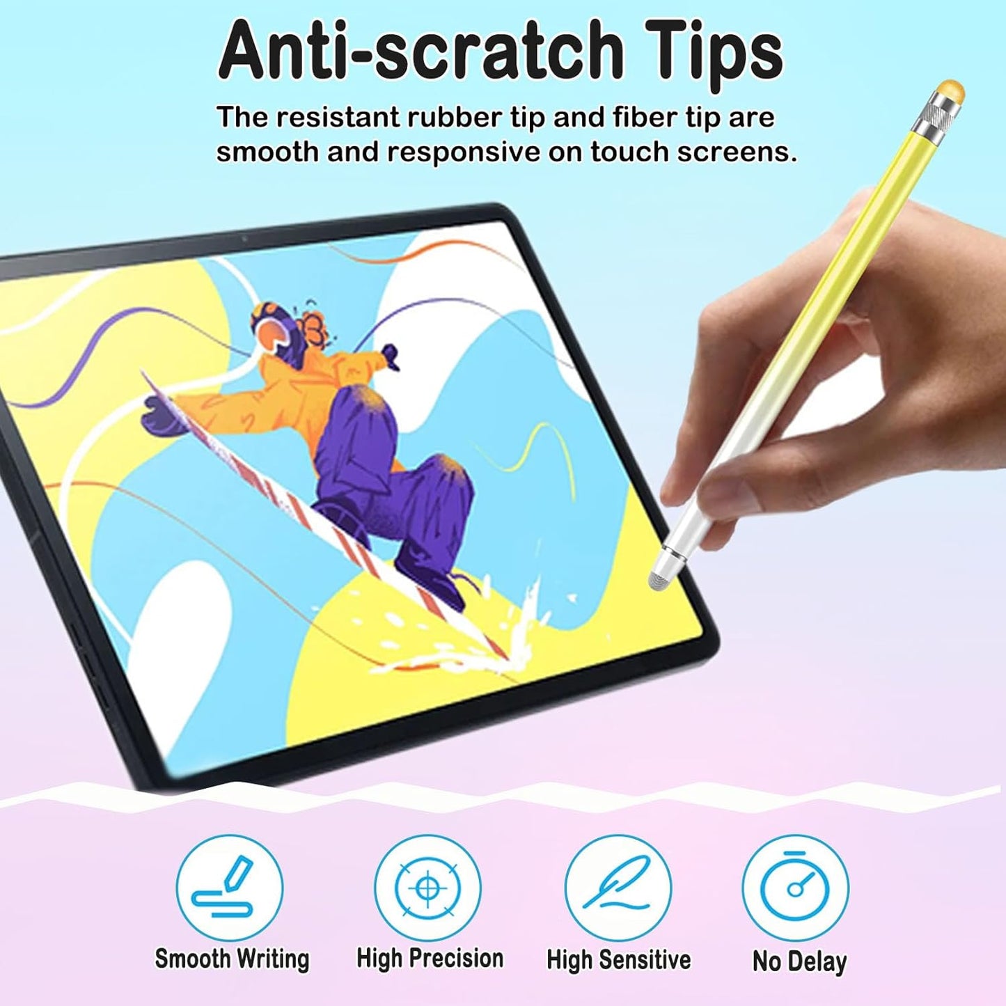2 in 1 Active Stylus Pen for iPad High Sensitivity & Precision Tablet Pencil 2 Pack iPad Stylus Pen with 4 Extra Tip,Capacitive Stylus Pen for Touchscreen for Most Touch Screen Devices