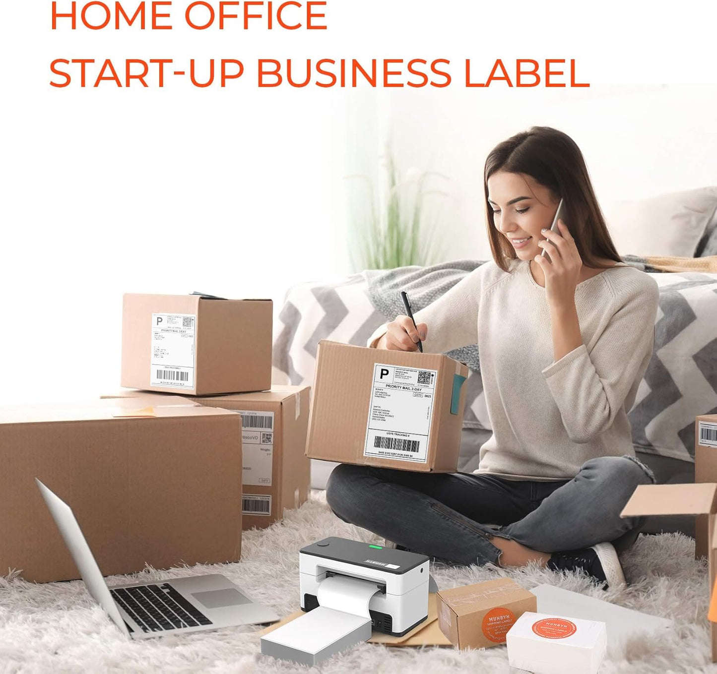 MUNBYN 4x6 Inch Direct Thermal Labels, 1000 Labels/2 Stacks(500 Pcs per Stack), Fanfold Shipping Label Paper for Thermal Printers, Permanent Adhesive Mailing Postage Labels for Shipping Packages