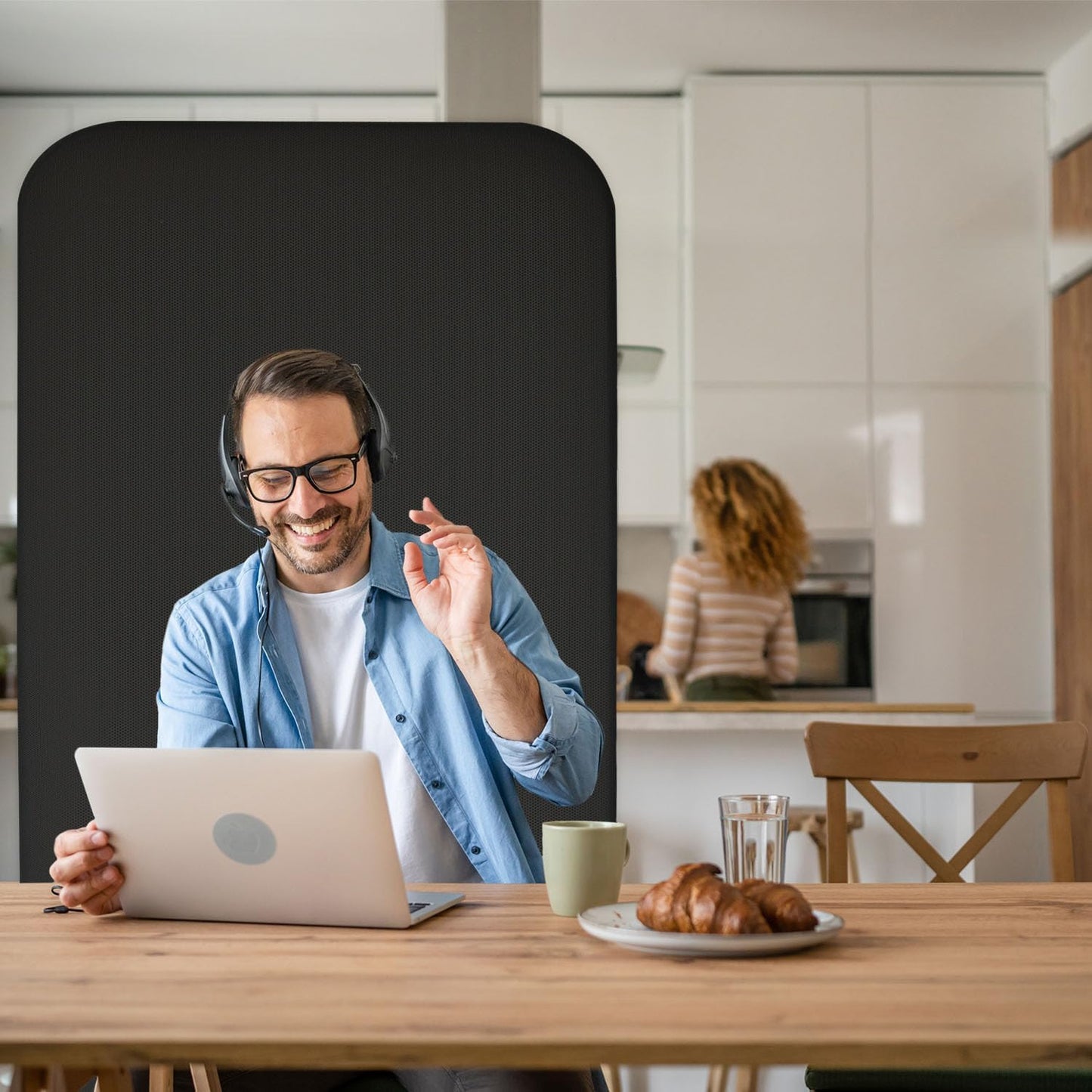 DECOLAB Room Partition Panel, Freestanding Portable Privacy Cubicle Partition for Offices, Classroom, Studio, Healthcare, Workspace, Scratch Resistance, 29"x65" Midnight
