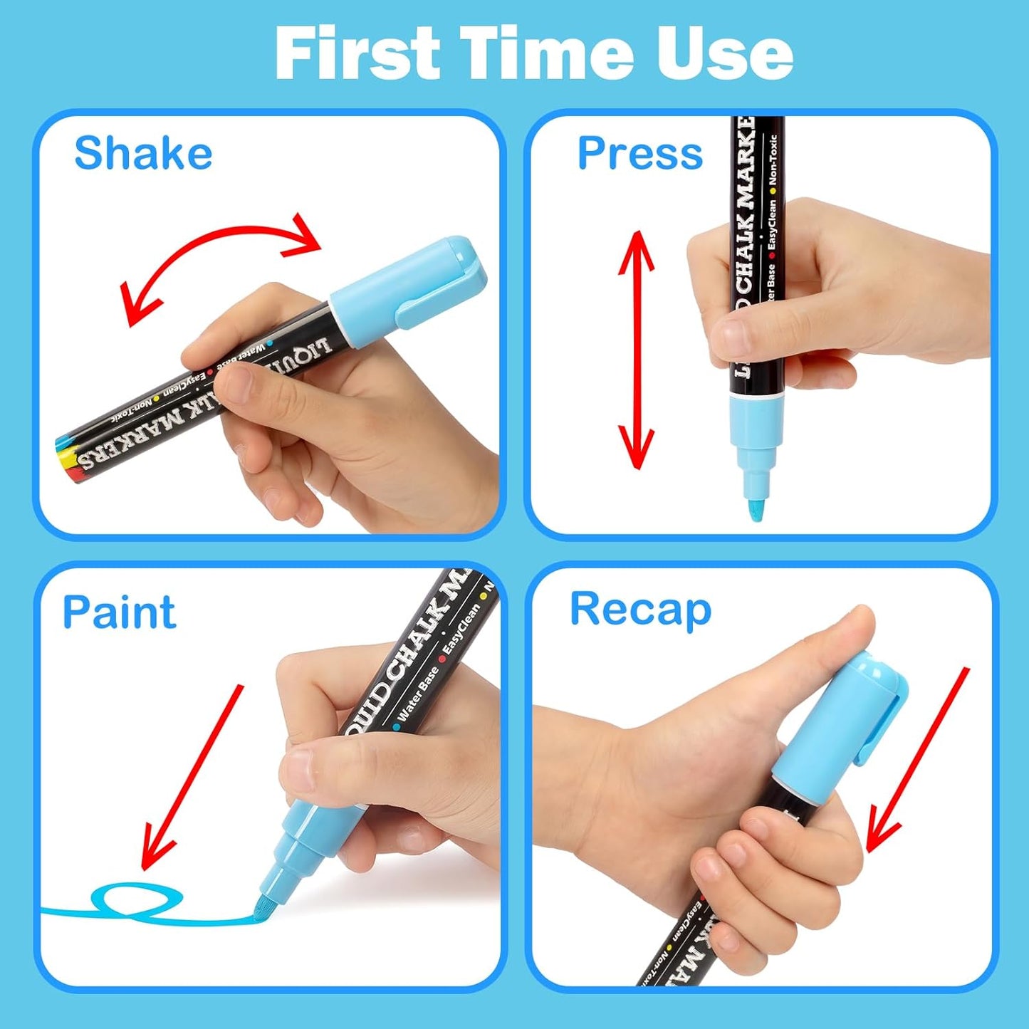 BainGesk 46 Colors Liquid Chalk Markers, Dust-Free Erasable Pens for Blackboards, Chalk Markers for Chalkboard, Windows, Glass, Mirror, Acrylic Dry Erase Board, 6mm Reversible Bullet & Chisel Tip